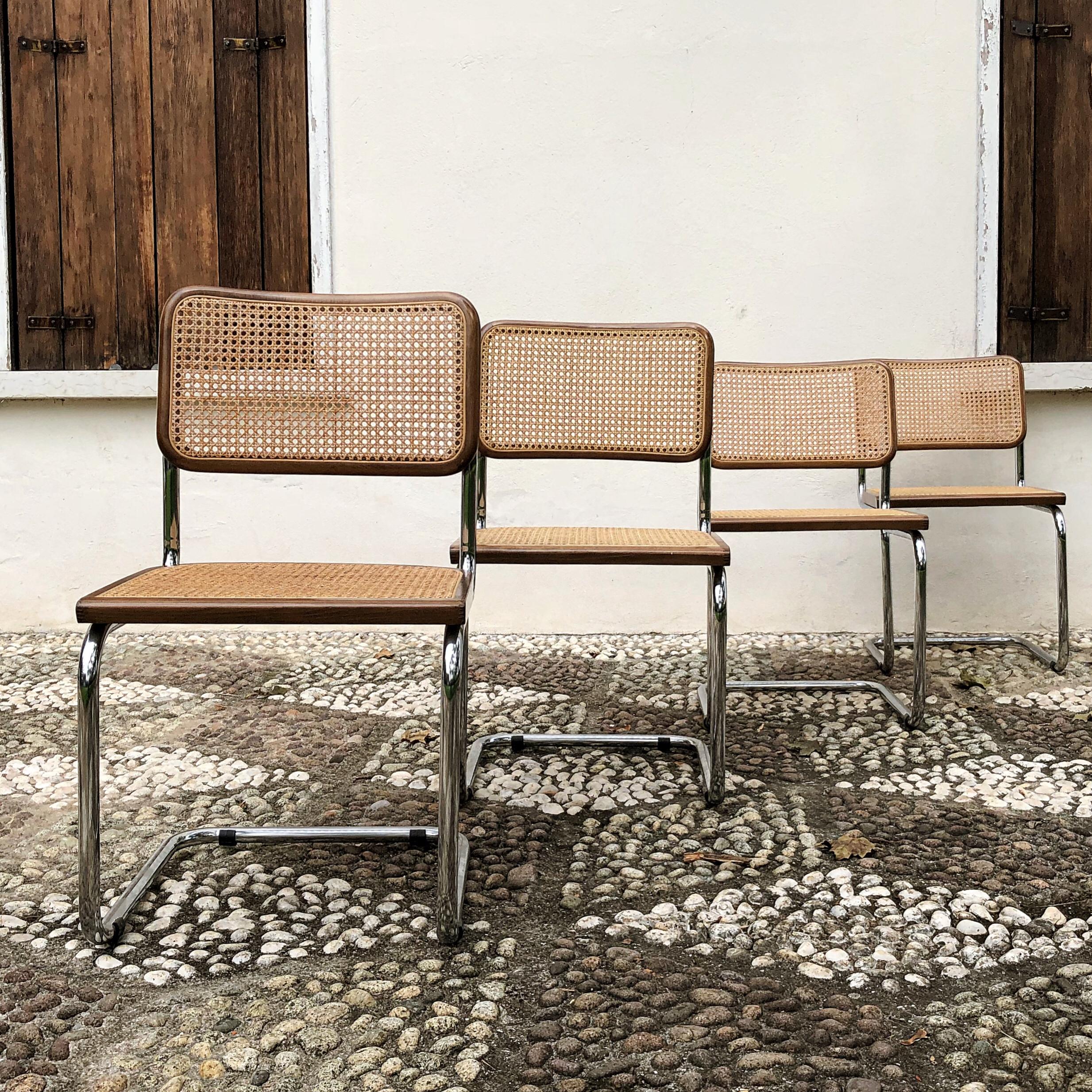Marcel Breuer Bauhaus Wien Straw B32 Cesca Dining Room Chairs, 1970s, Set of 6 For Sale 3