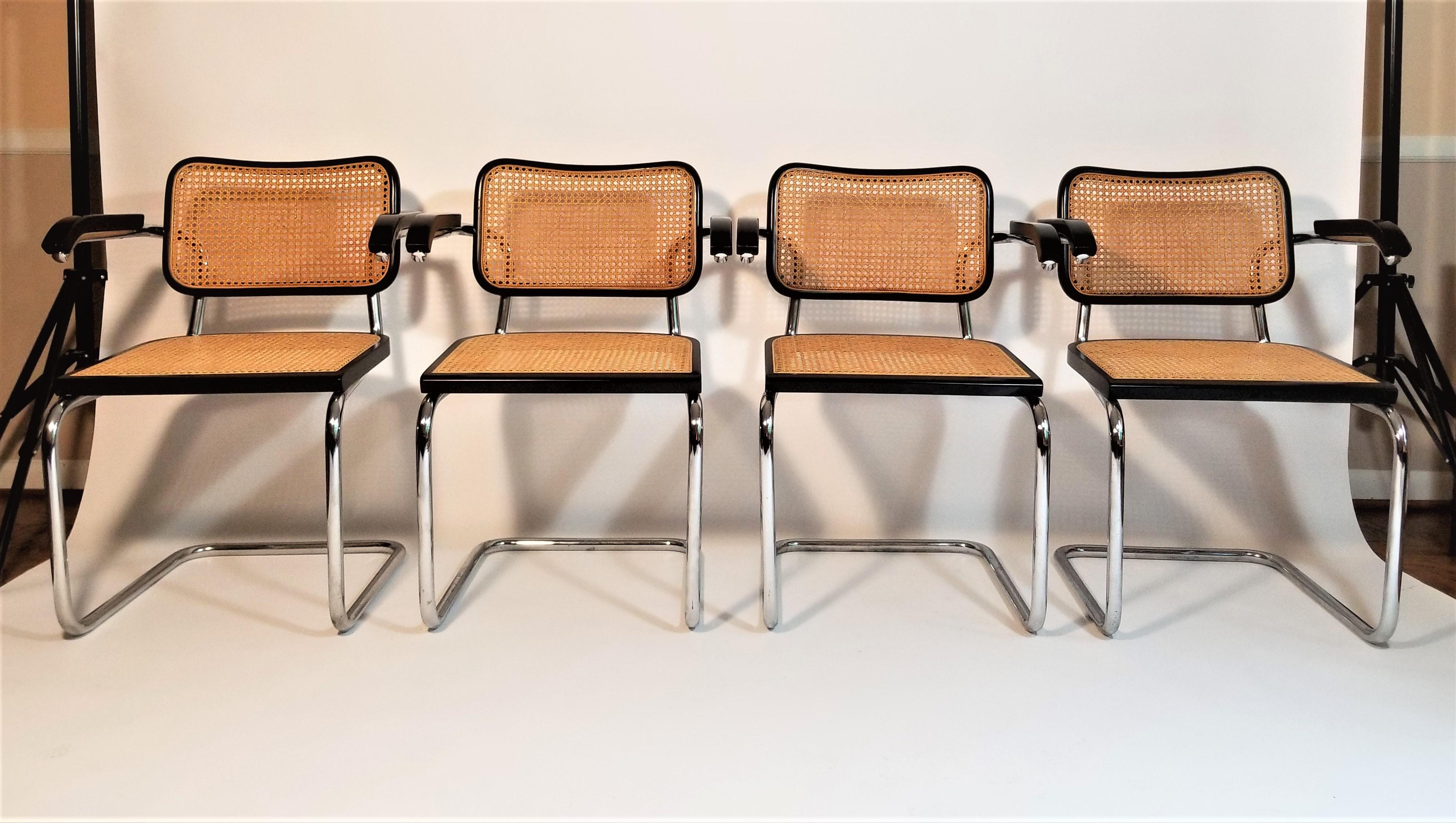 20th Century Marcel Breuer Black Cesca Armchairs Set of 8