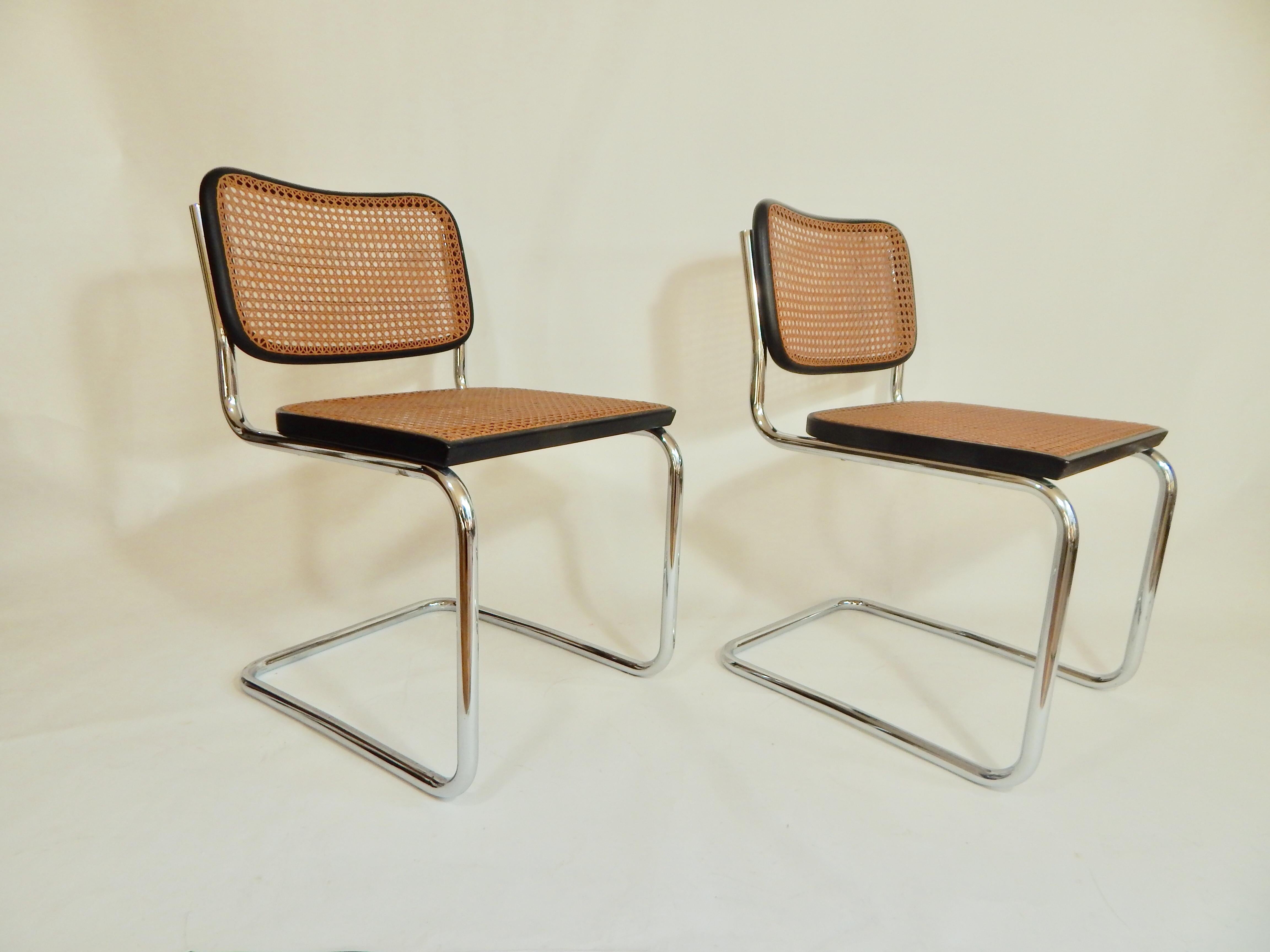 Marcel Breuer Black Cesca Chairs Knoll Gavina 3