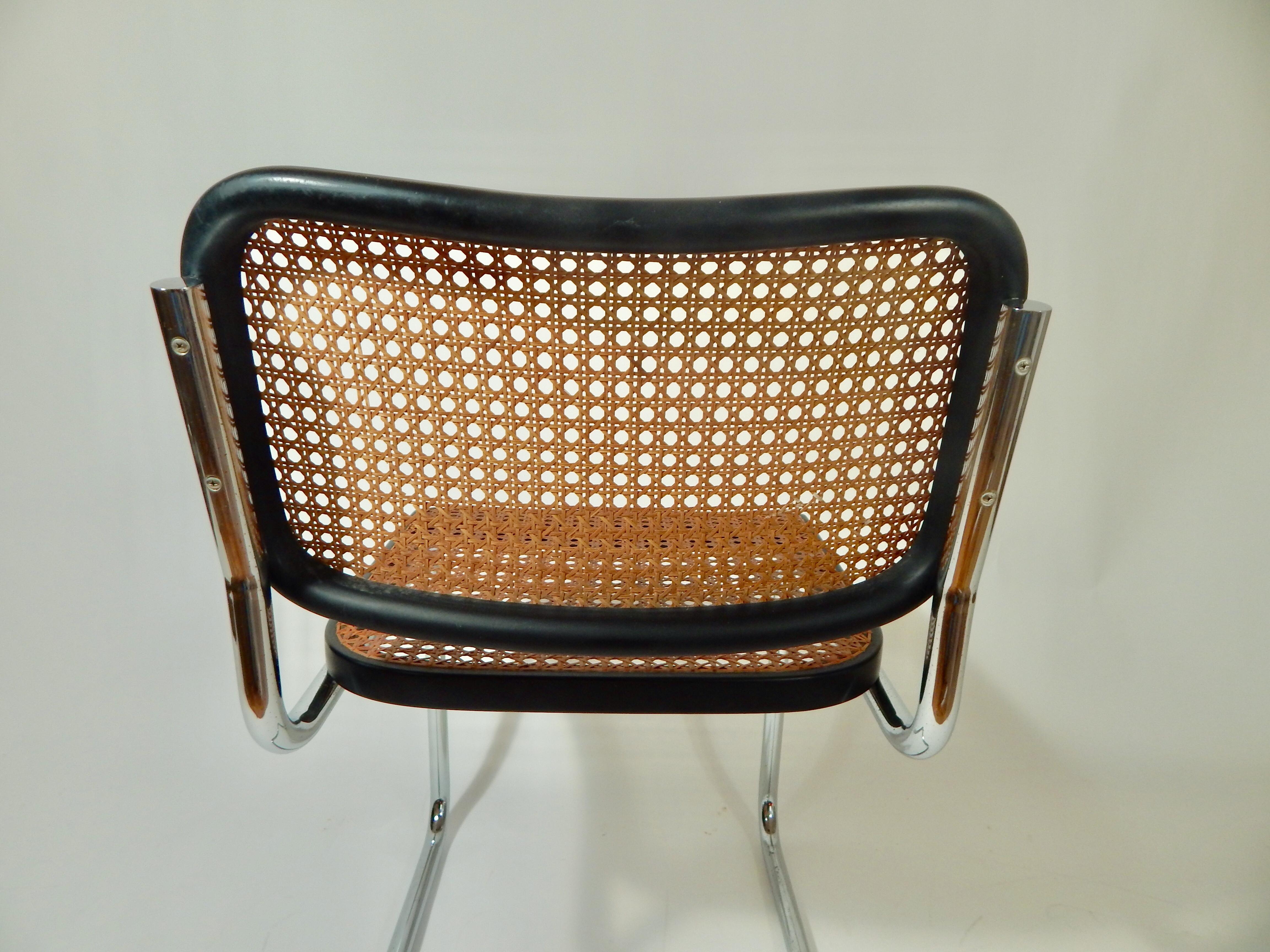 Italian Marcel Breuer Black Cesca Knoll Gavina Hand Caned Cane Chair