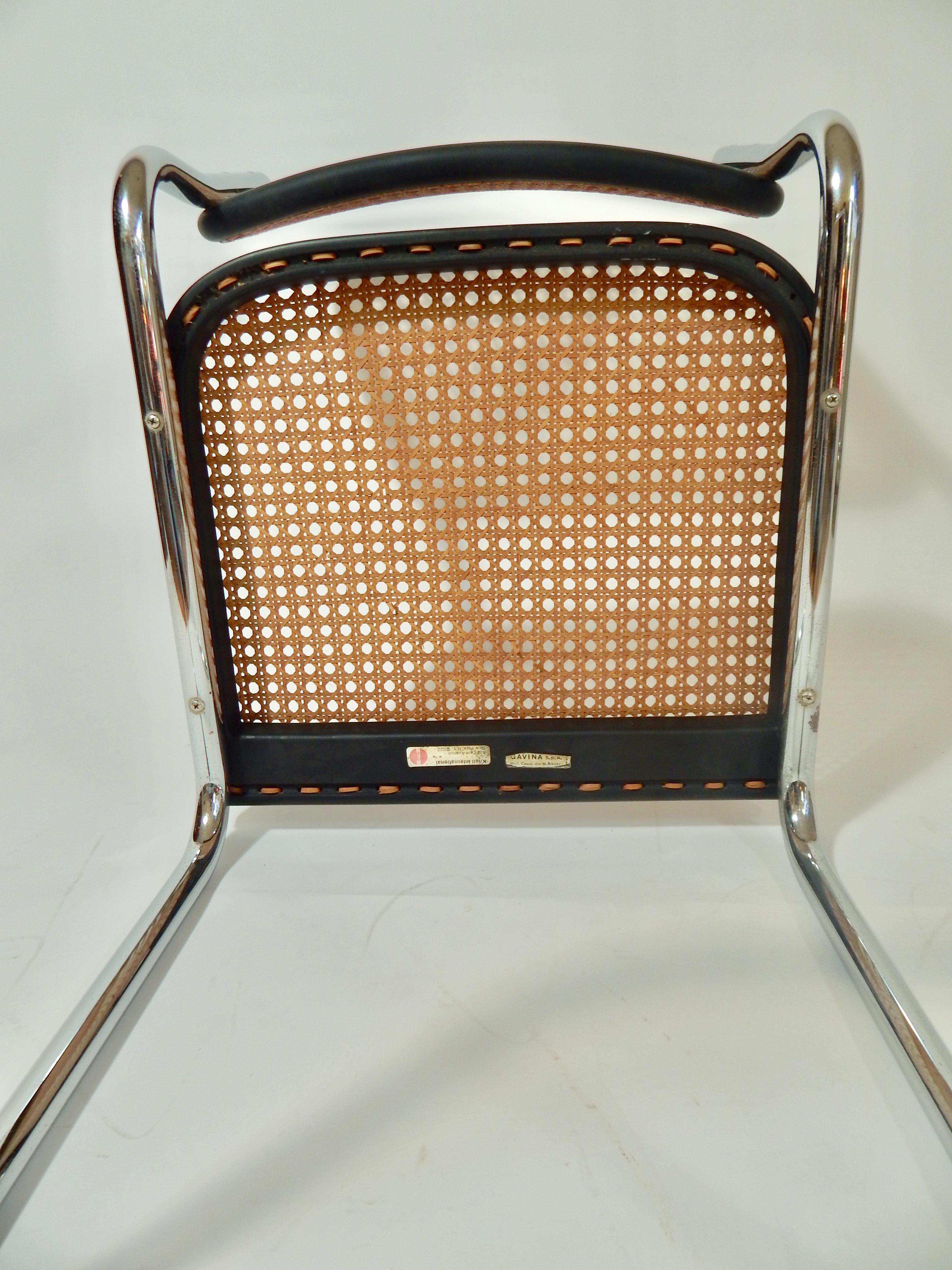 20th Century Marcel Breuer Black Cesca Knoll Gavina Hand Caned Cane Chair