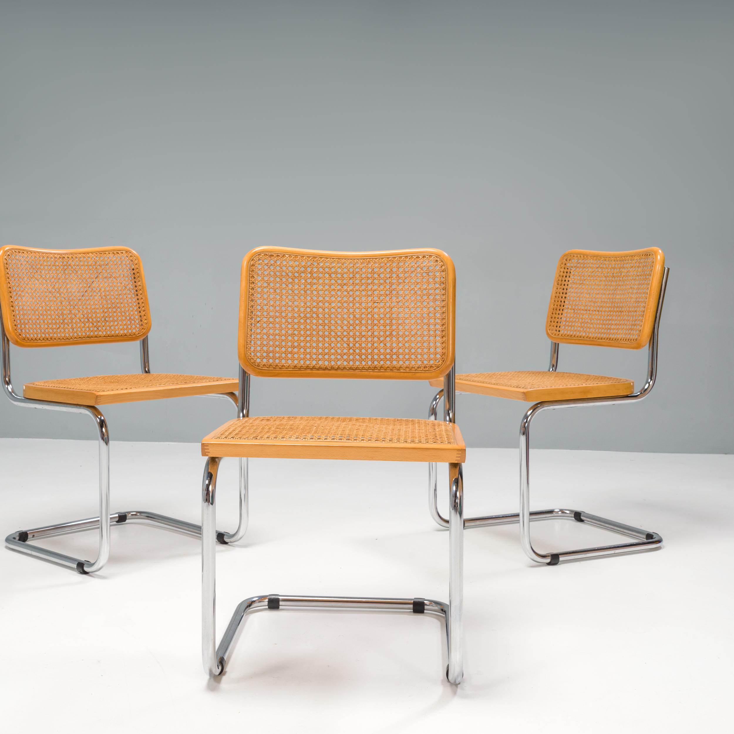 Italian Marcel Breuer by Knoll Cane Cesca Chairs, Set of 4