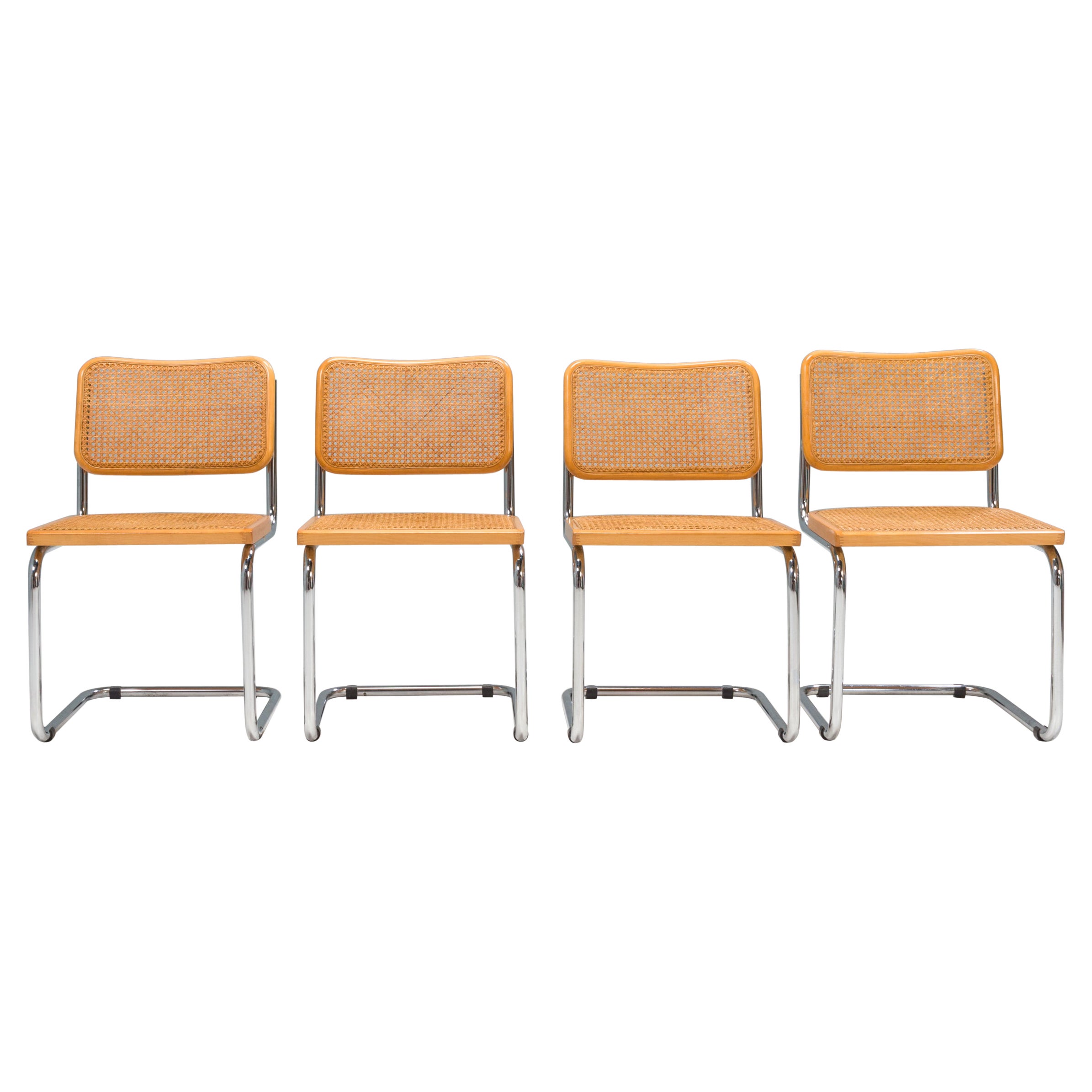 Marcel Breuer by Knoll Cane Cesca Chairs, Set of 4