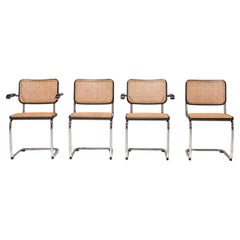 Esszimmerstühle Marcel Breuer von Thonet S 32 & S 64 aus Schilfrohr, 4er-Set