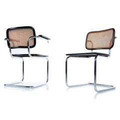 Cantilever Chrome Cane Dining Cesca Chairs Made in Spain, 1970s