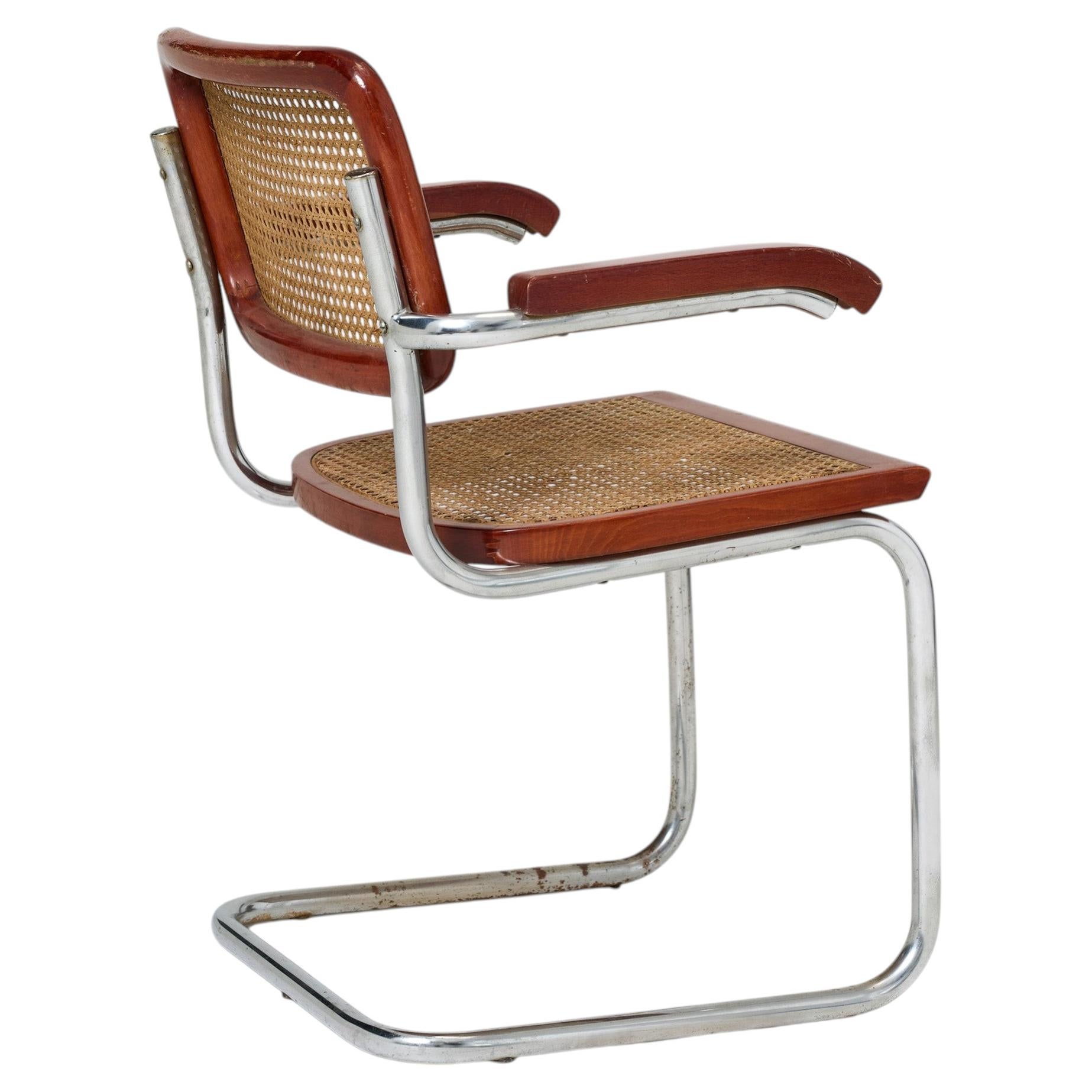 Marcel Breuer Cesca Armchair with Cane Seat and Back, circa 1960 For Sale