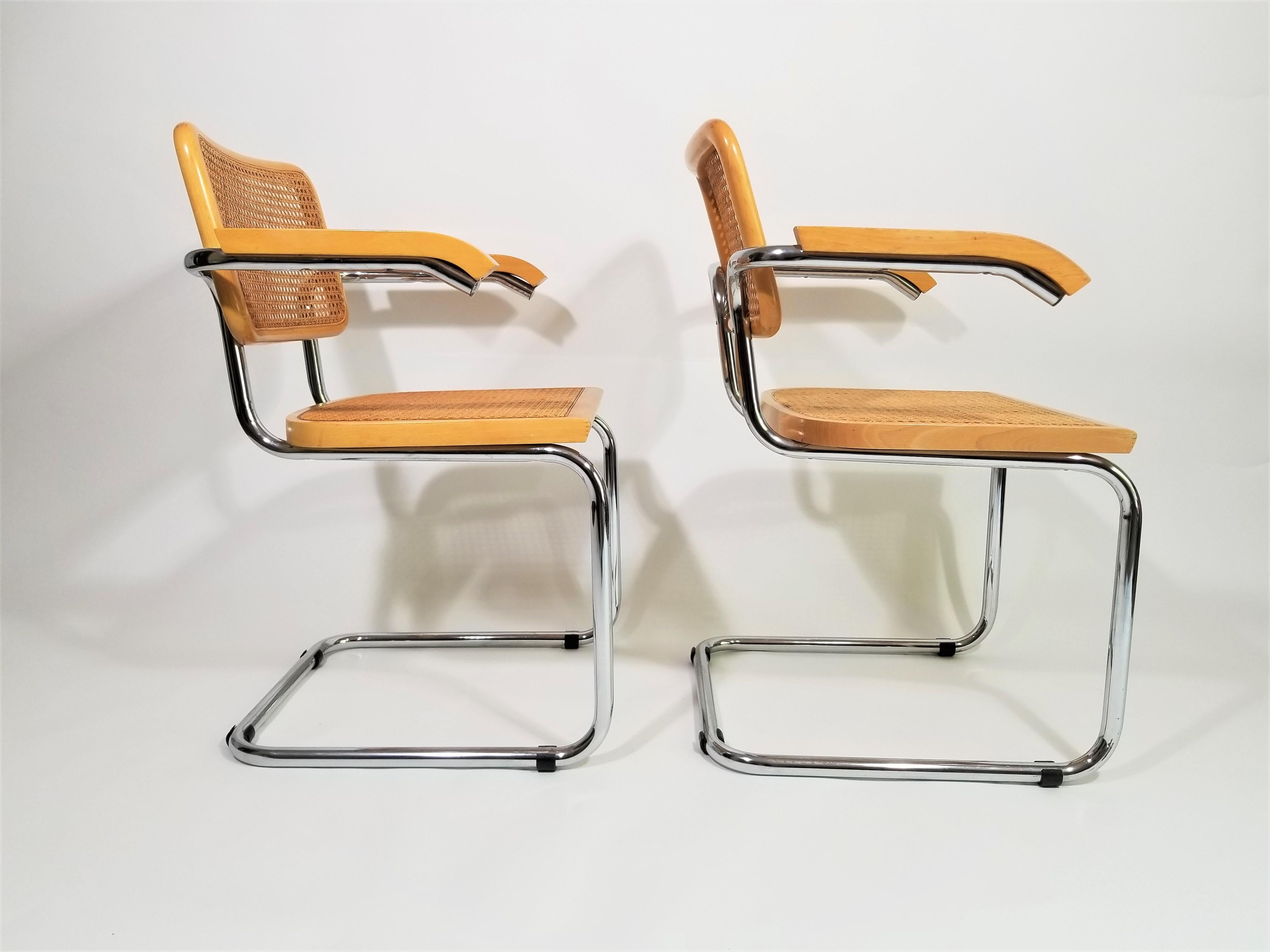 Cane Marcel Breuer Cesca Armchairs Midcentury, 1970s