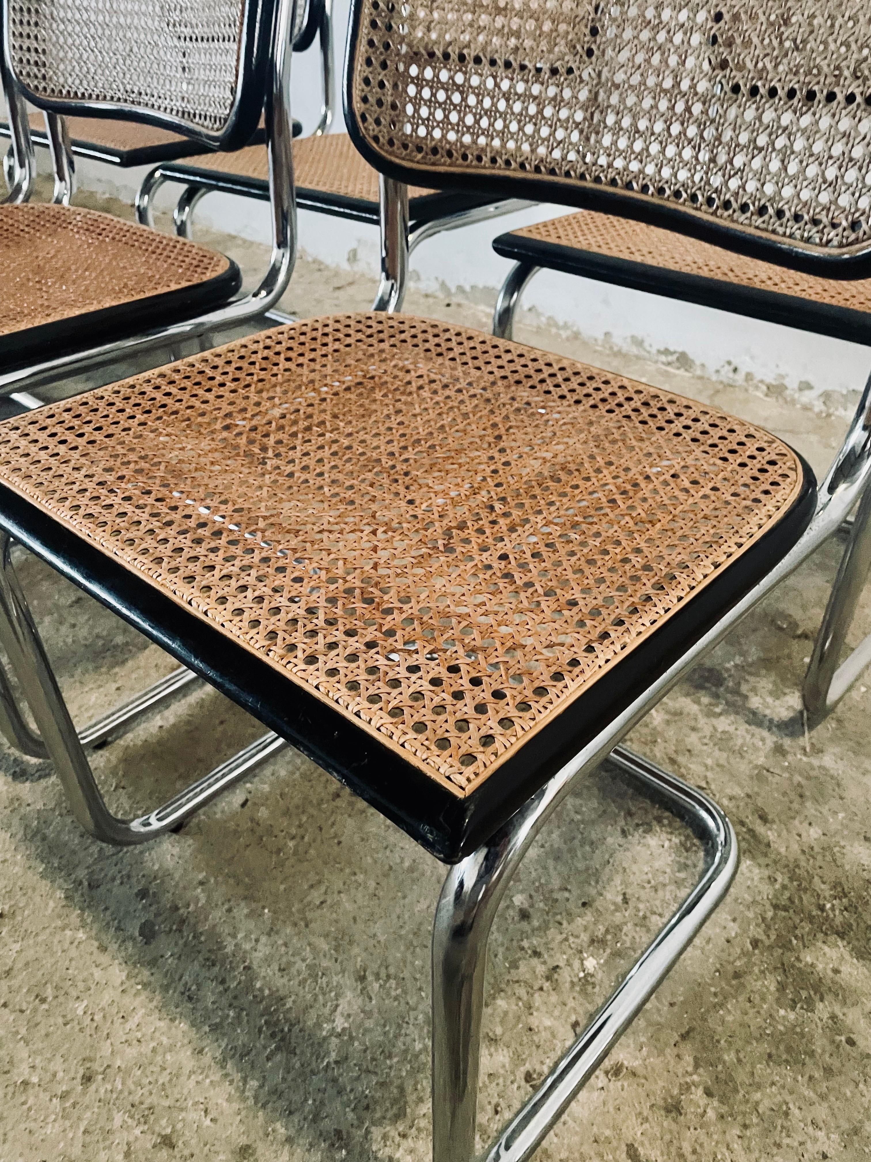 20th Century Marcel Breuer Cesca B32 Chairs, Set of Vintage Bauhaus Classics (1960s-70s) For Sale