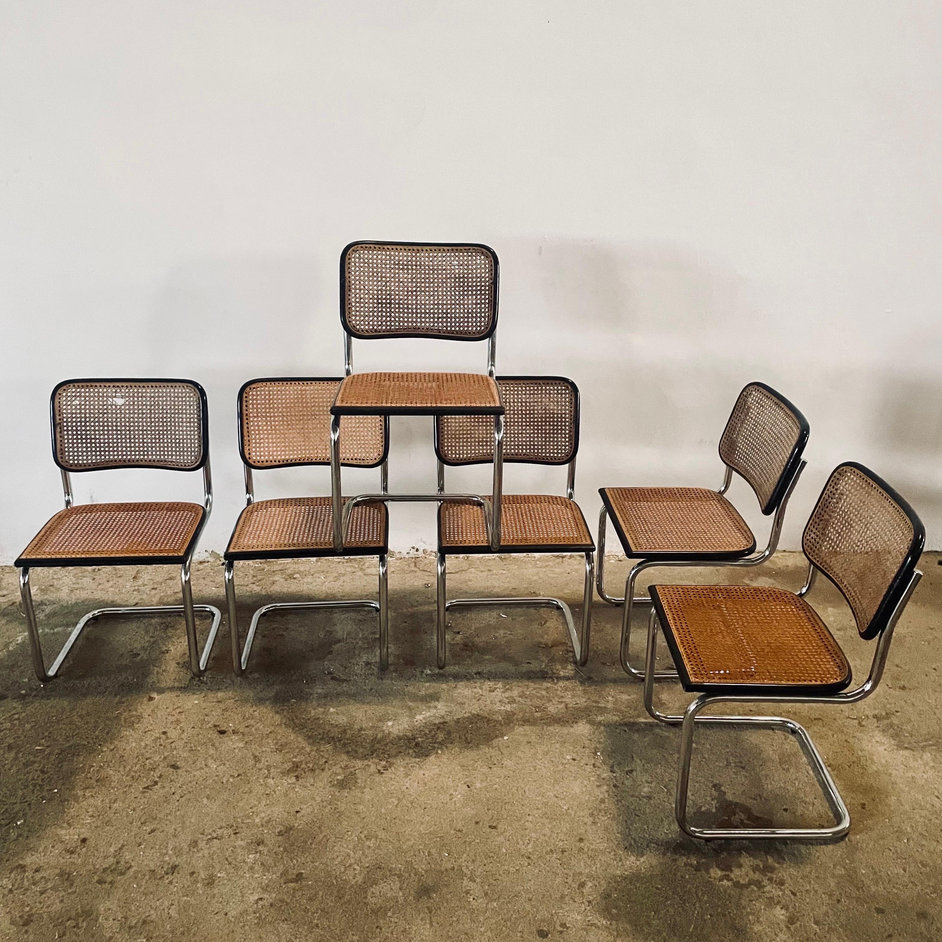 Steel Marcel Breuer Cesca B32 Chairs, Set of Vintage Bauhaus Classics (1960s-70s) For Sale