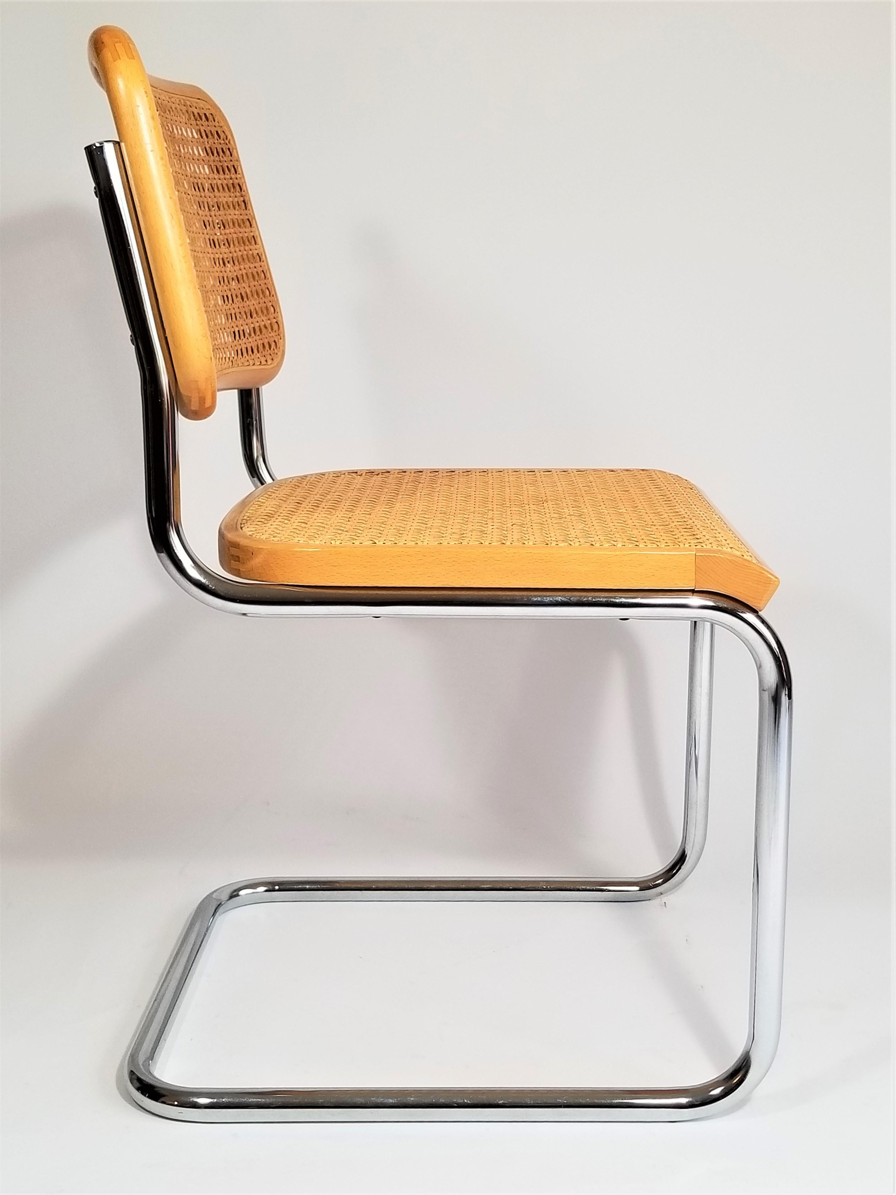 Marcel Breuer Cesca B32 Thonet GMF Authentic Early Production Side Chair In Excellent Condition In New York, NY