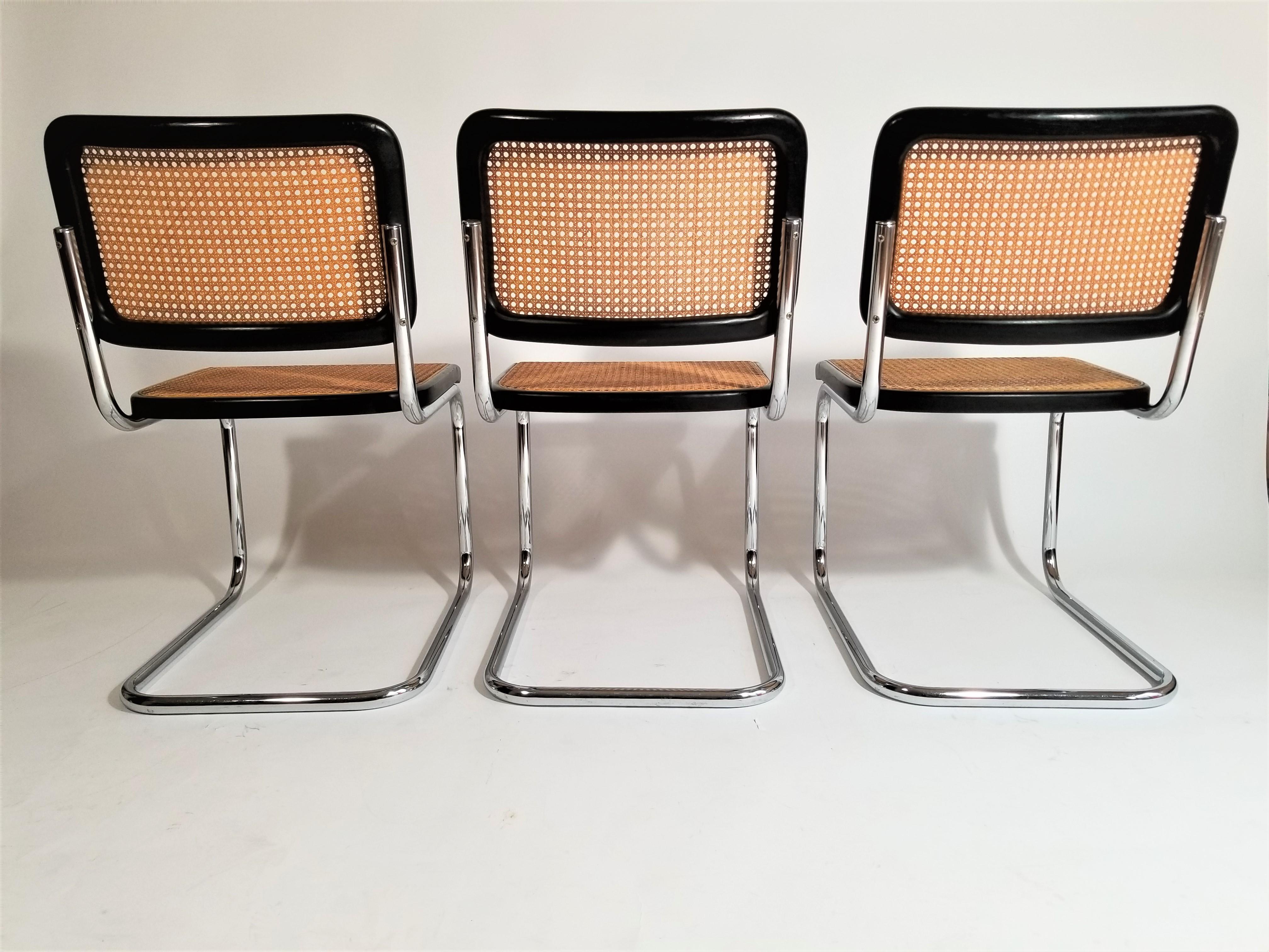 Marcel Breuer Cesca Black Side Chairs Midcentury Set of 6  4