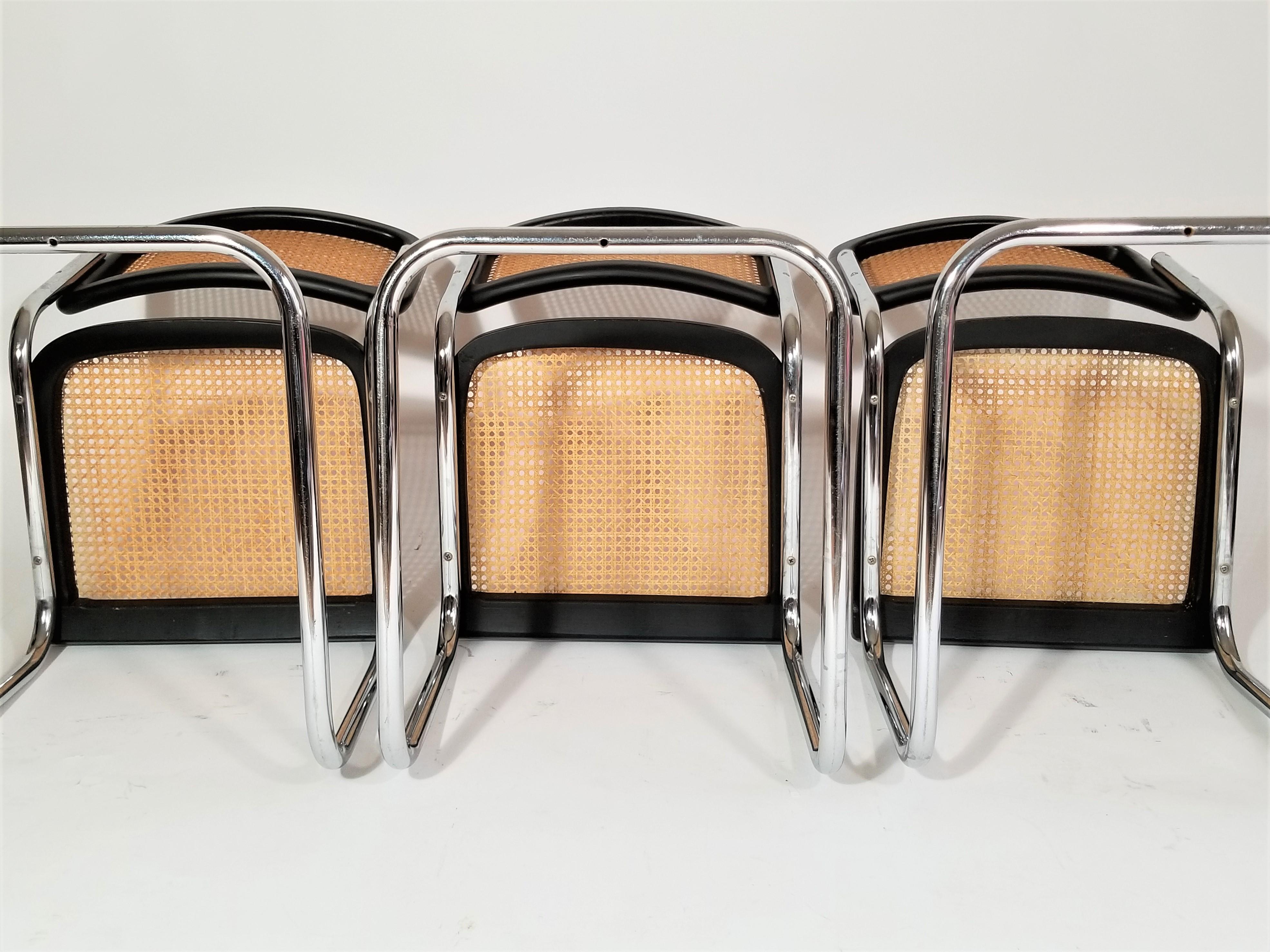 Marcel Breuer Cesca Black Side Chairs Midcentury Set of 6  9