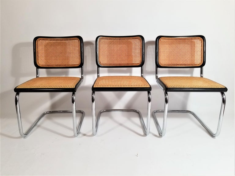 Marcel Breuer Cesca Black Side Chairs Midcentury Set of 6 at 1stDibs