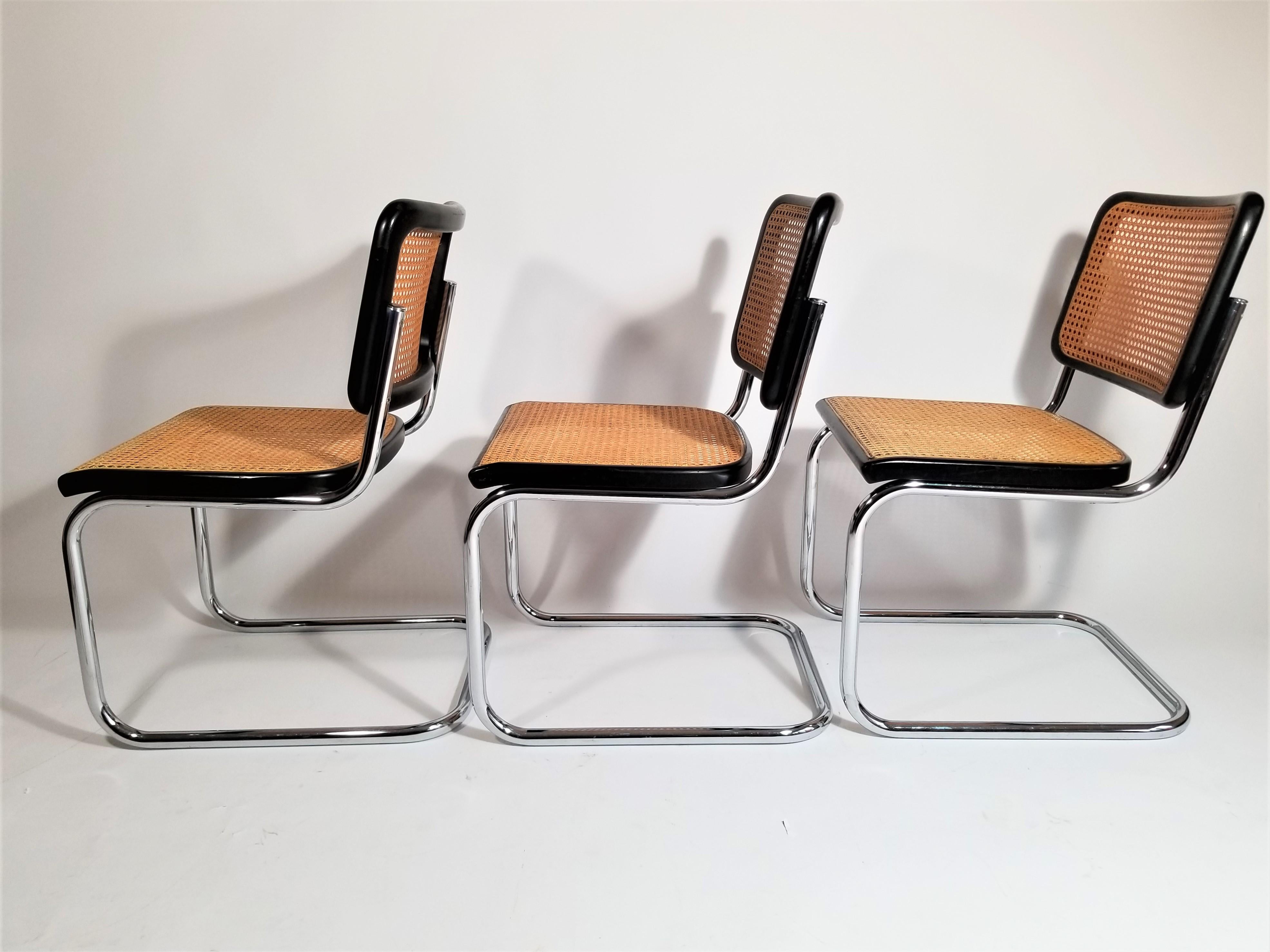 Marcel Breuer Cesca Black Side Chairs Midcentury Set of 6  2