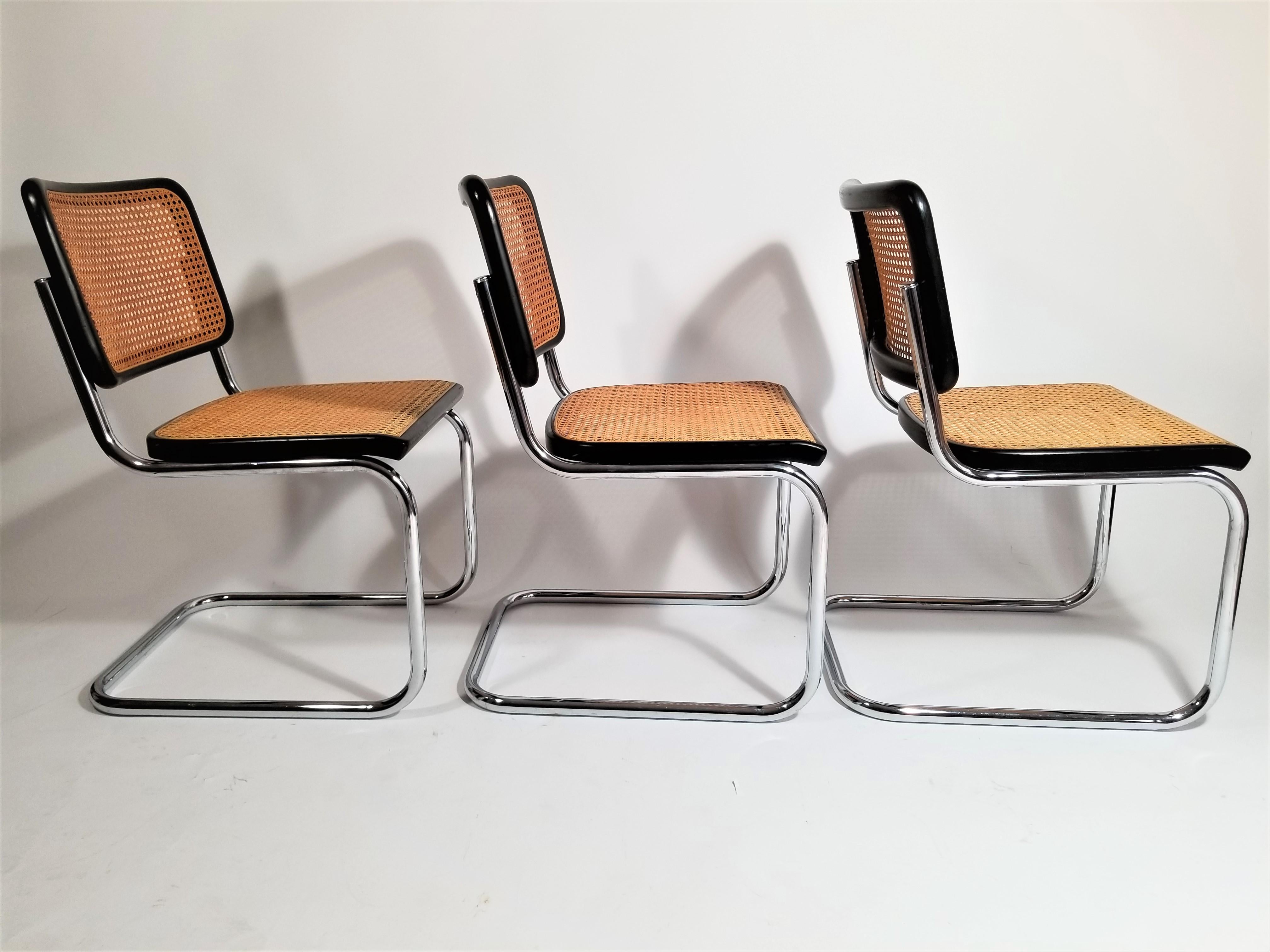 Marcel Breuer Cesca Black Side Chairs Midcentury Set of 6  3