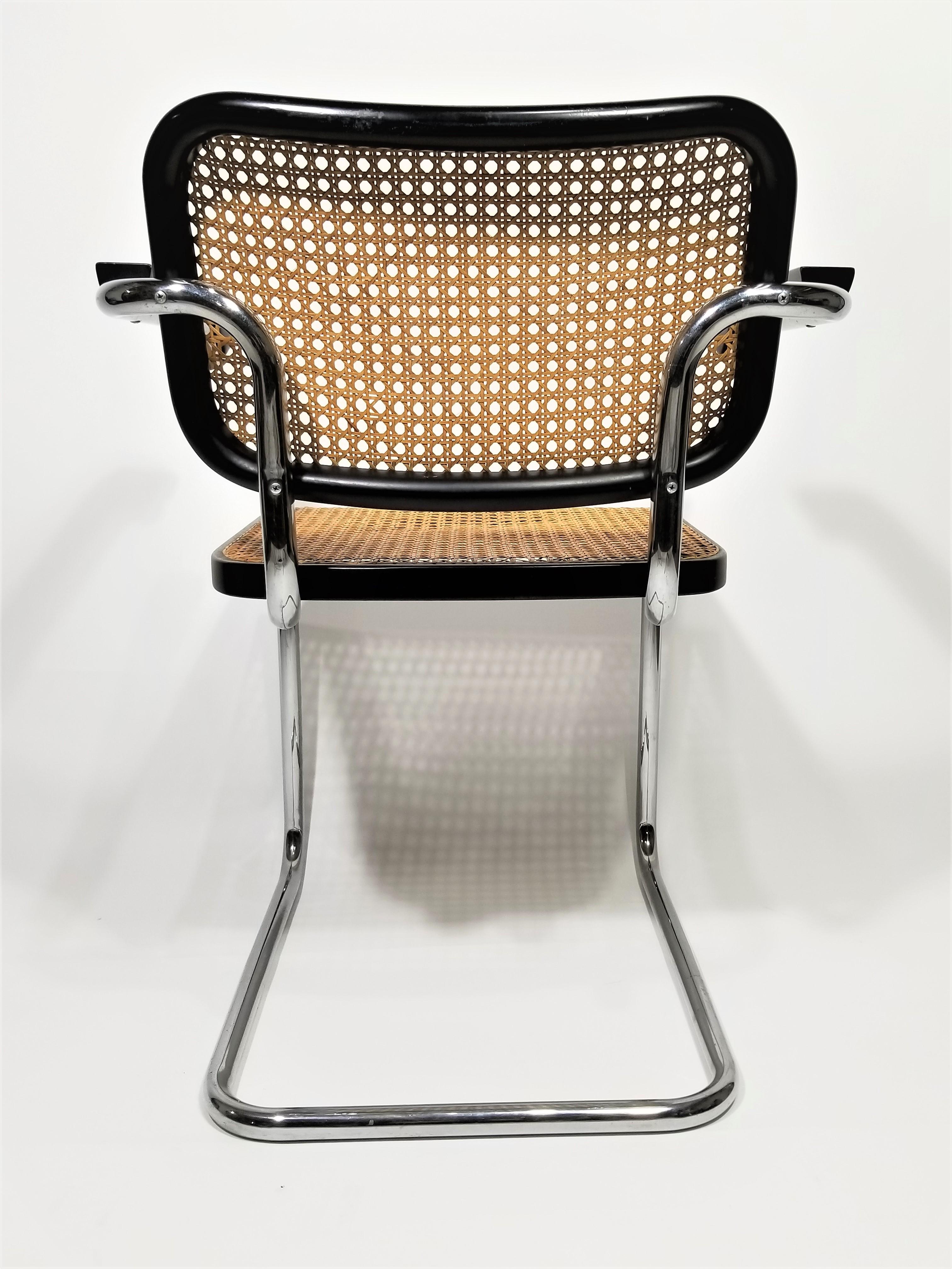 Marcel Breuer Cesca Black Armchair by Stendig Midcentury 1960s Hand Caned 4