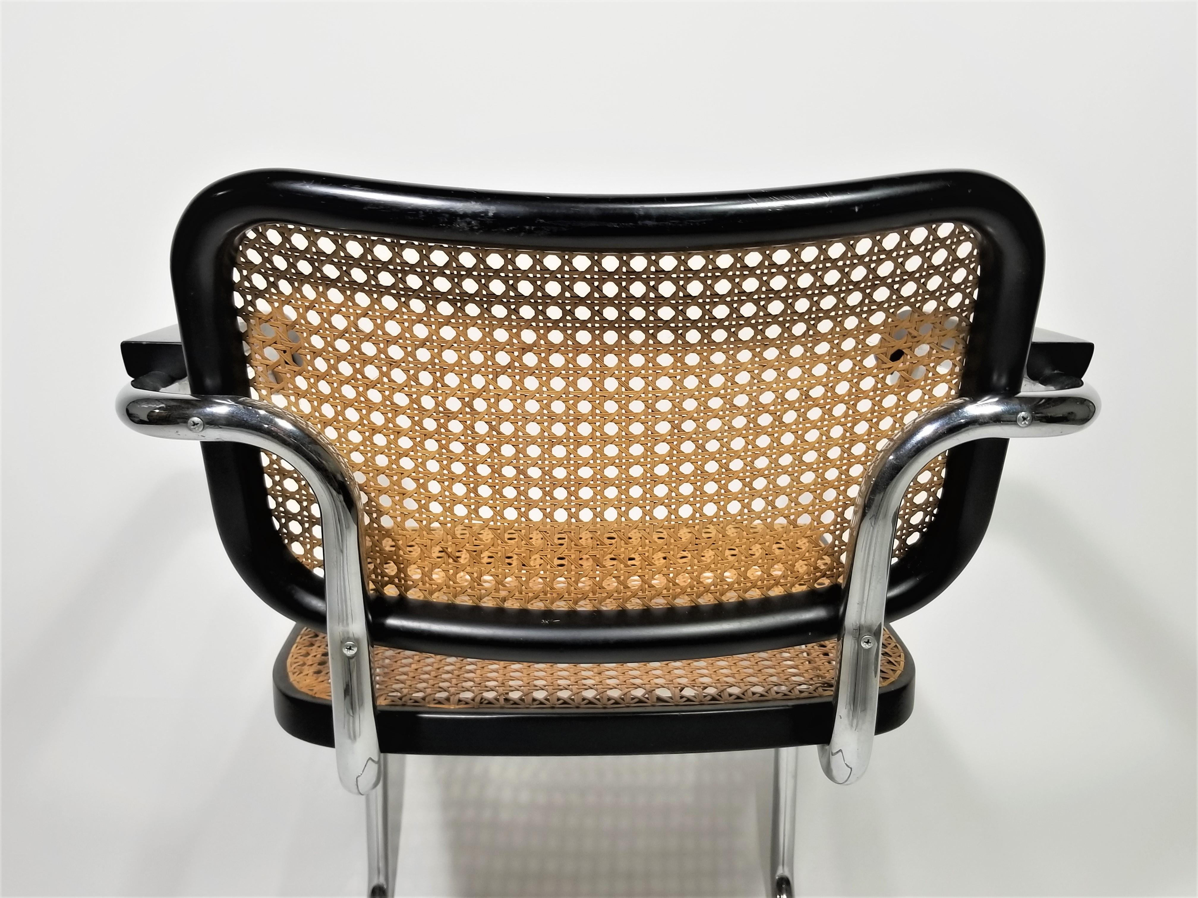Marcel Breuer Cesca Black Armchair by Stendig Midcentury 1960s Hand Caned 5