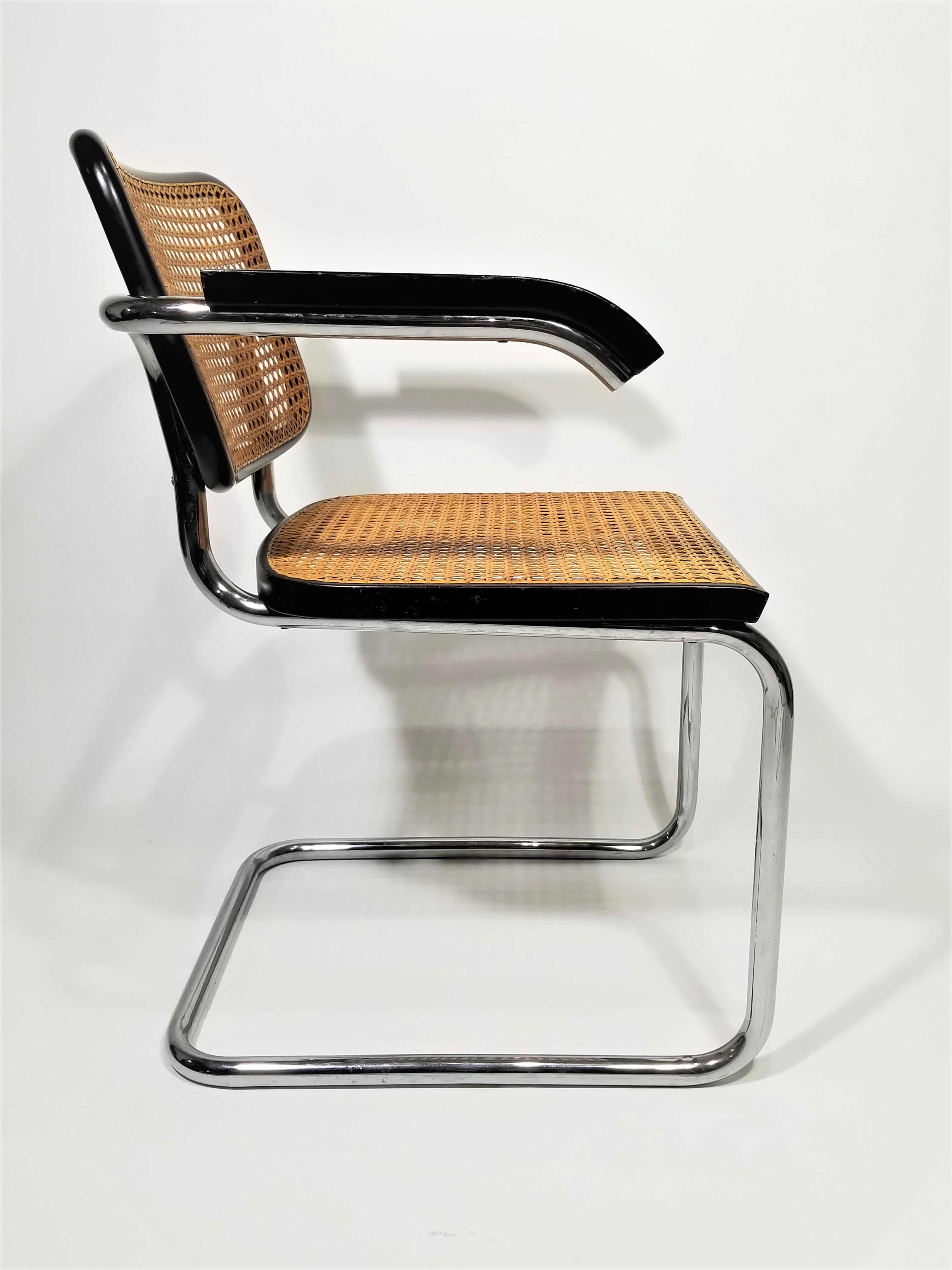 Marcel Breuer Cesca Black Armchair by Stendig Midcentury 1960s Hand Caned 6