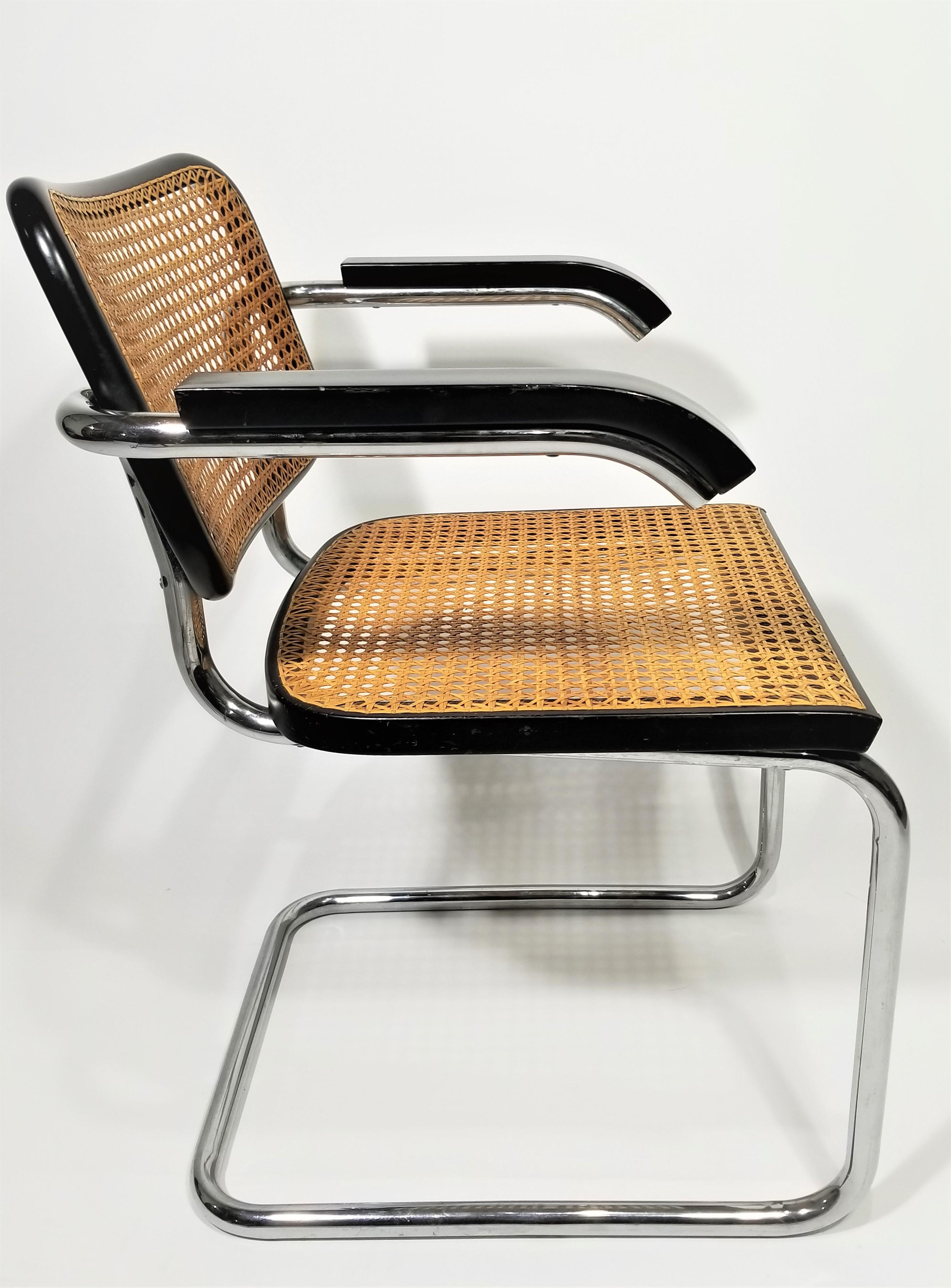 Marcel Breuer Cesca Black Armchair by Stendig Midcentury 1960s Hand Caned 7