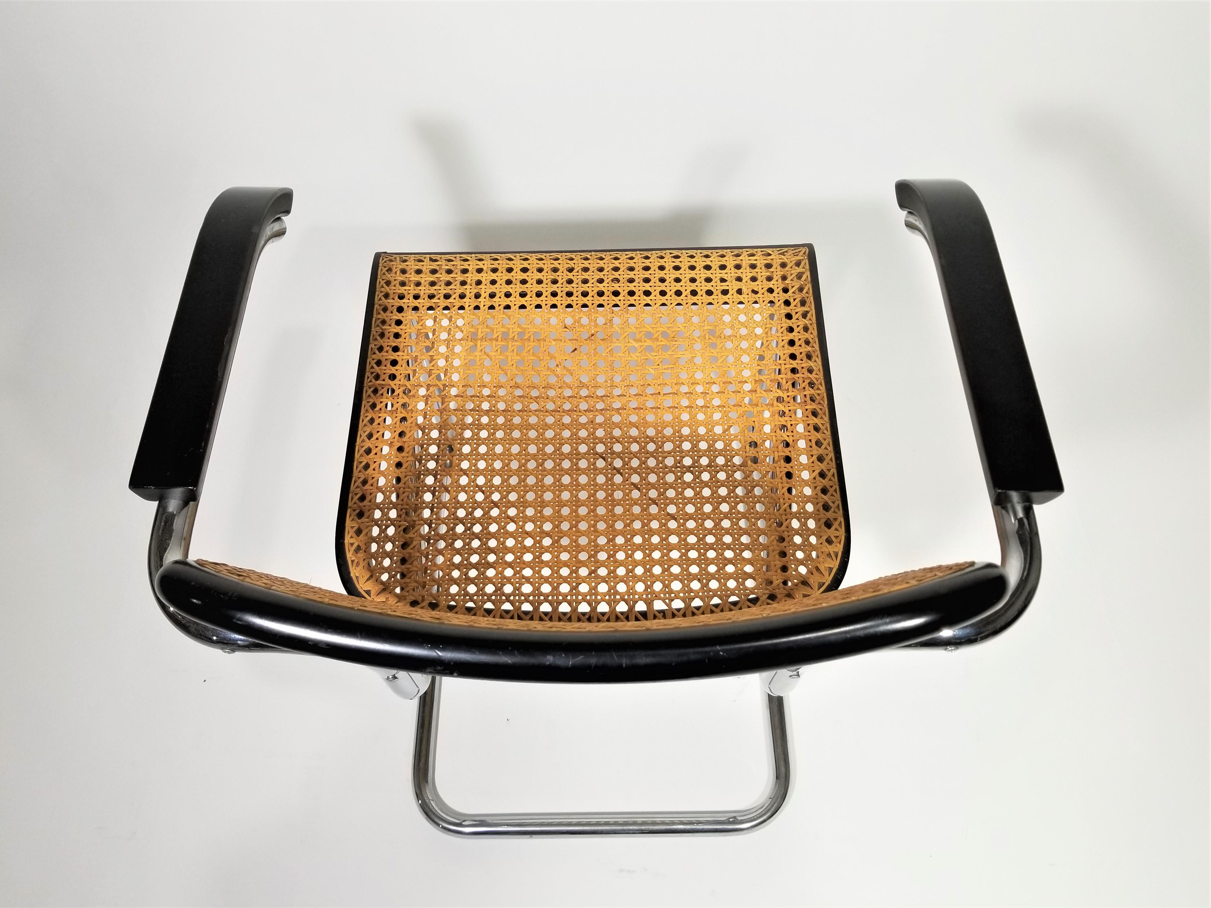 Marcel Breuer Cesca Black Armchair by Stendig Midcentury 1960s Hand Caned 12