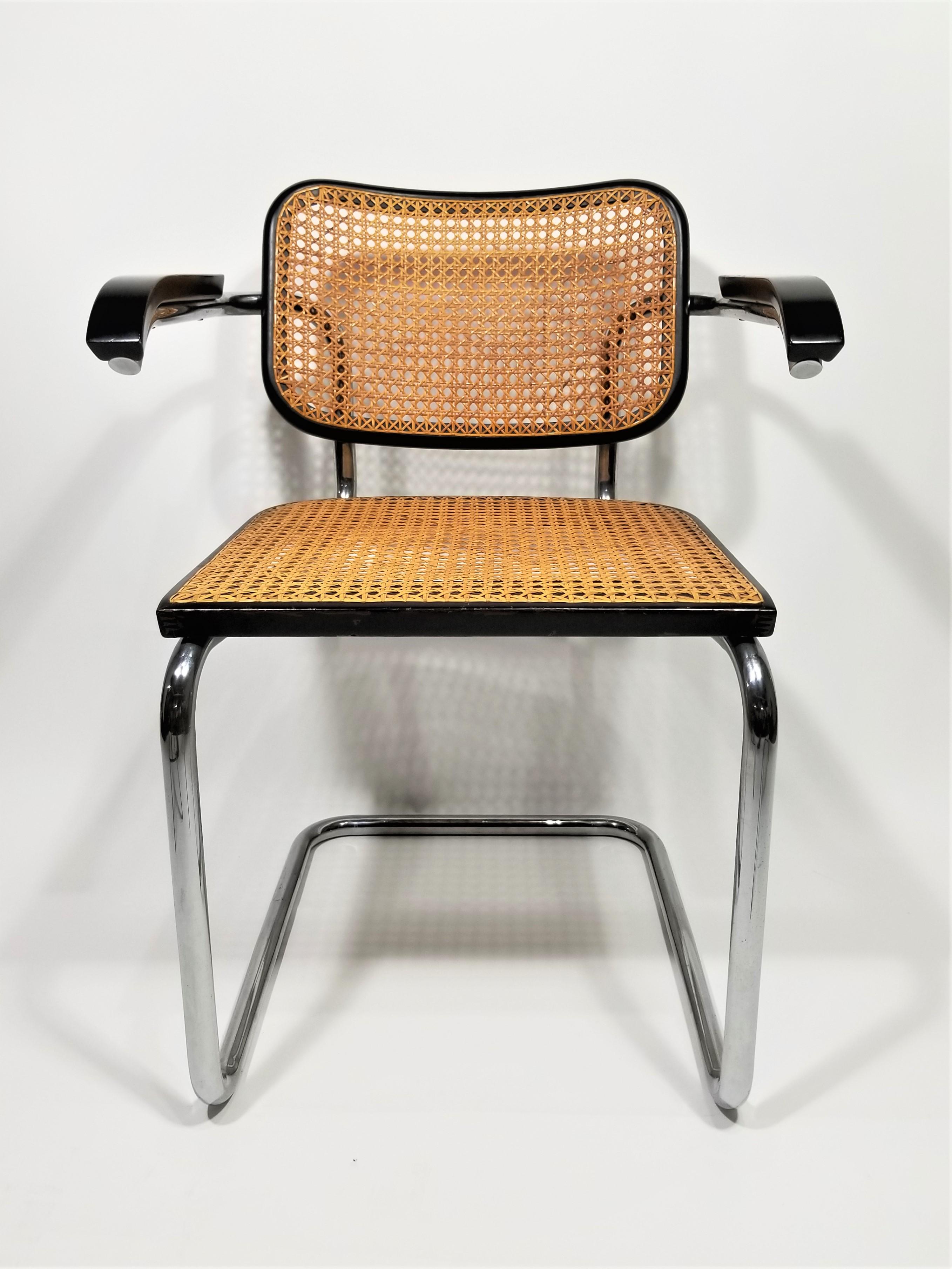 Marcel Breuer Cesca Black Armchair by Stendig Midcentury 1960s Hand Caned 13