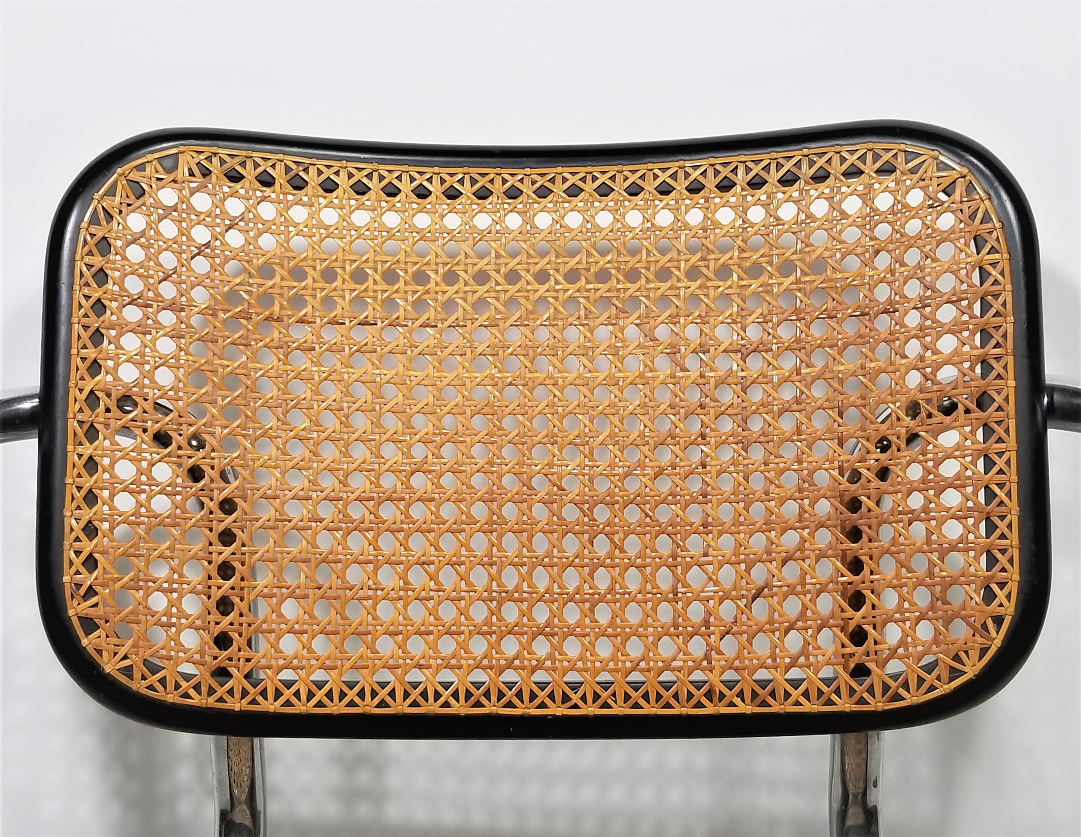 Marcel Breuer Cesca Black Armchair by Stendig Midcentury 1960s Hand Caned In Good Condition In New York, NY
