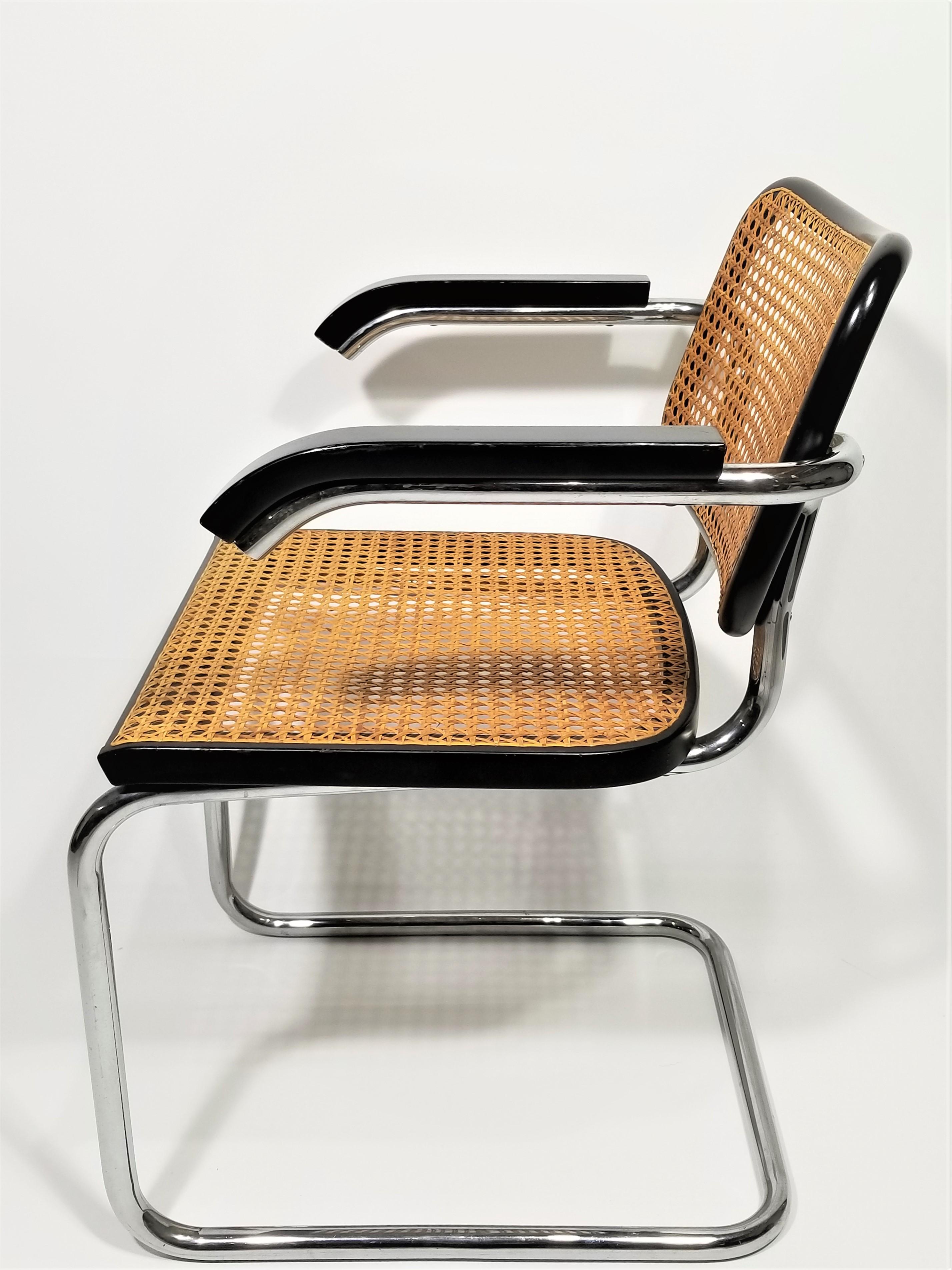 Marcel Breuer Cesca Black Armchair by Stendig Midcentury 1960s Hand Caned 2