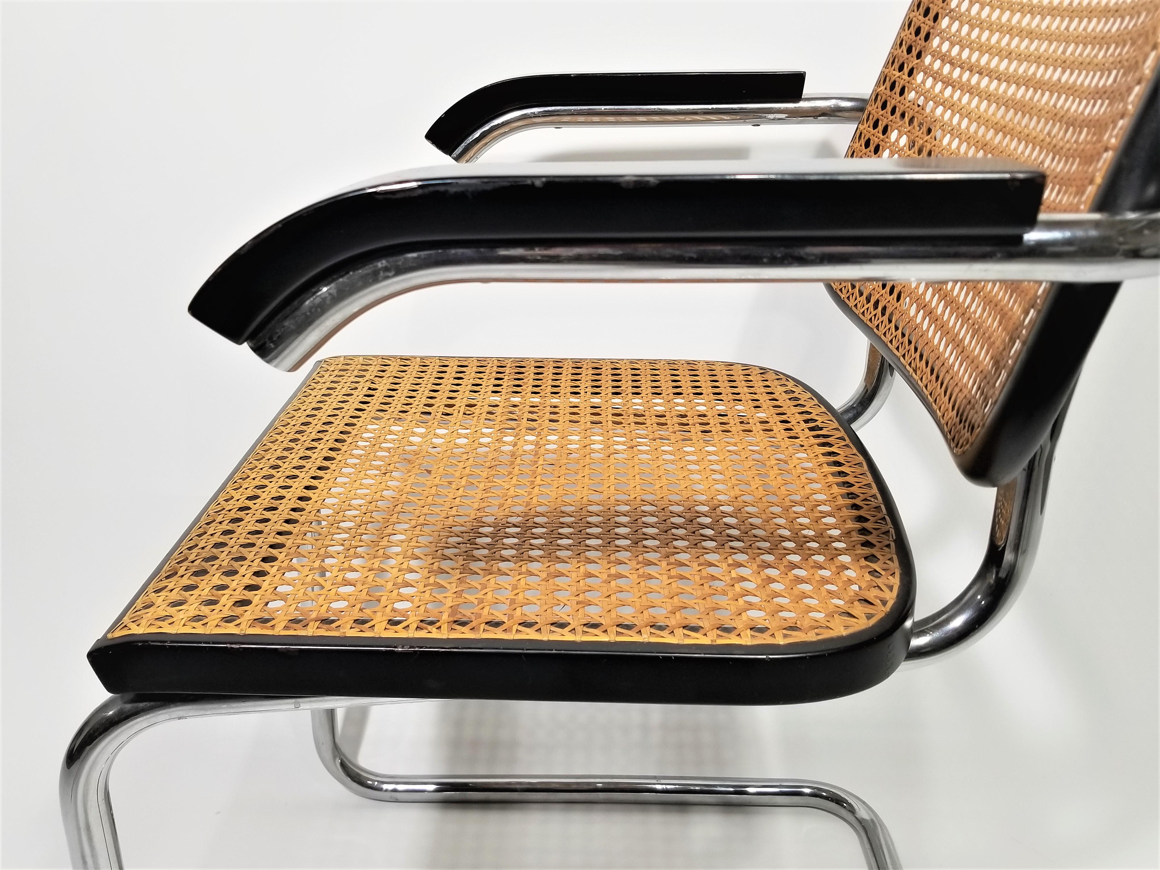 Marcel Breuer Cesca Black Armchair by Stendig Midcentury 1960s Hand Caned 3