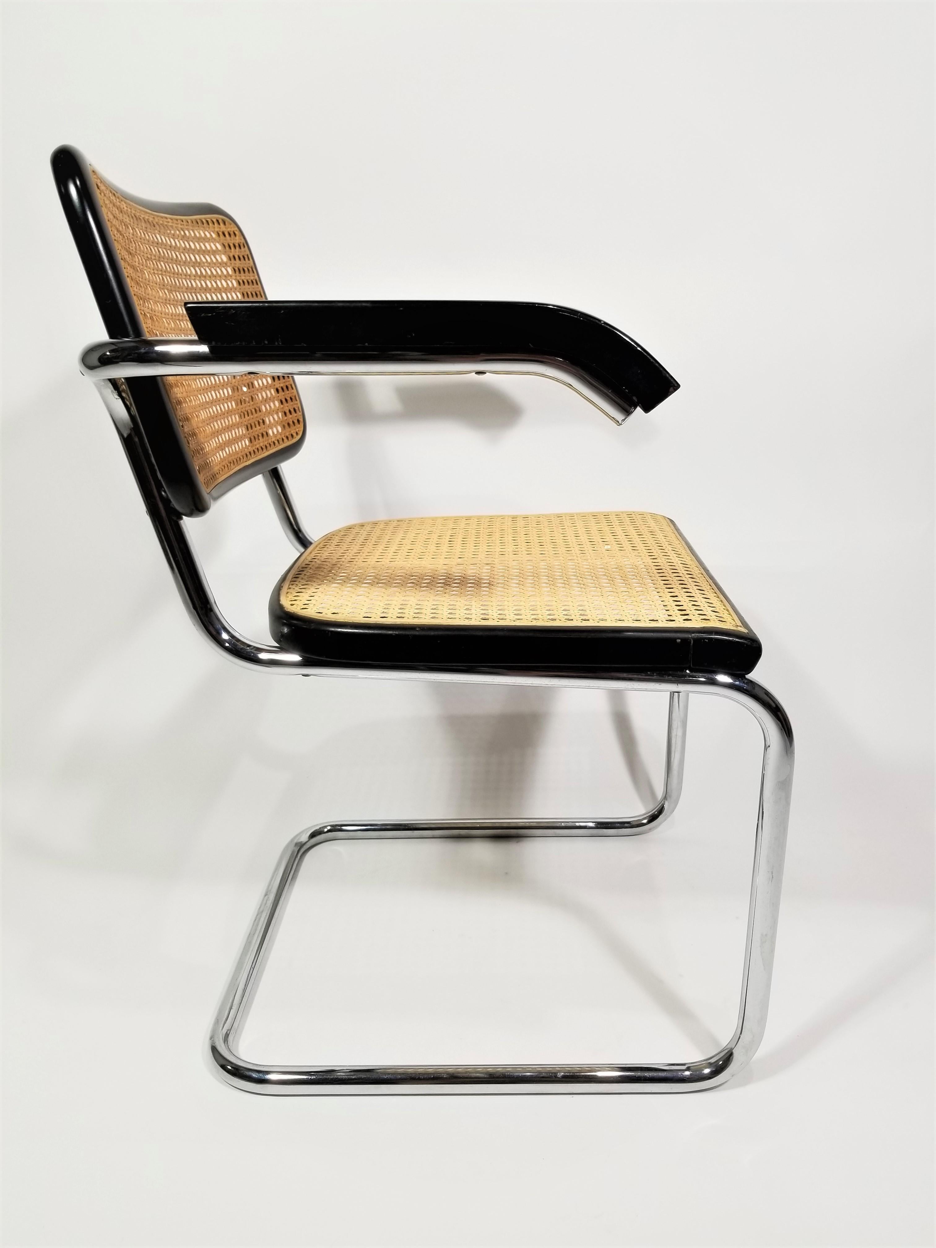 Marcel Breuer Cesca Black Armchair Mid Century, 1960s In Good Condition In New York, NY