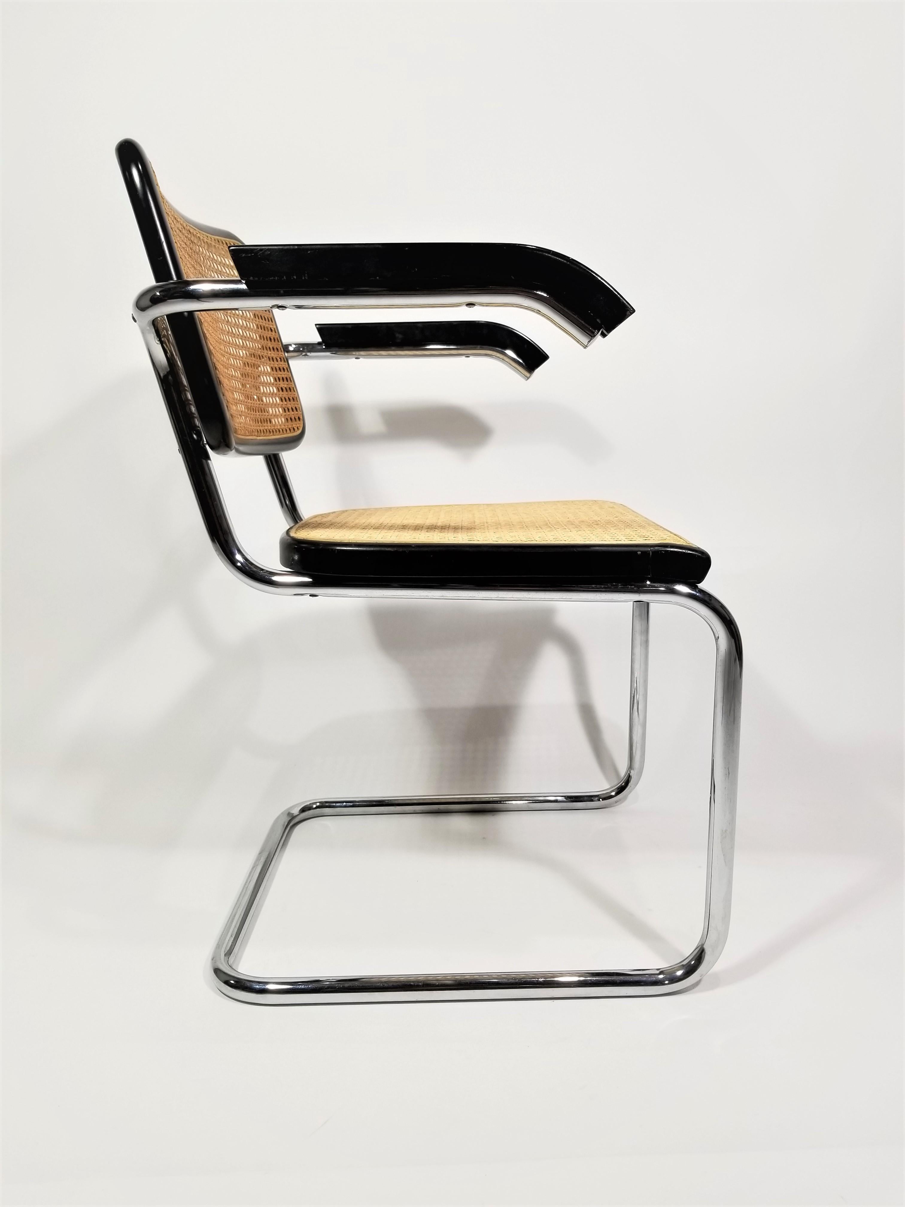 20th Century Marcel Breuer Cesca Black Armchair Mid Century, 1960s For Sale