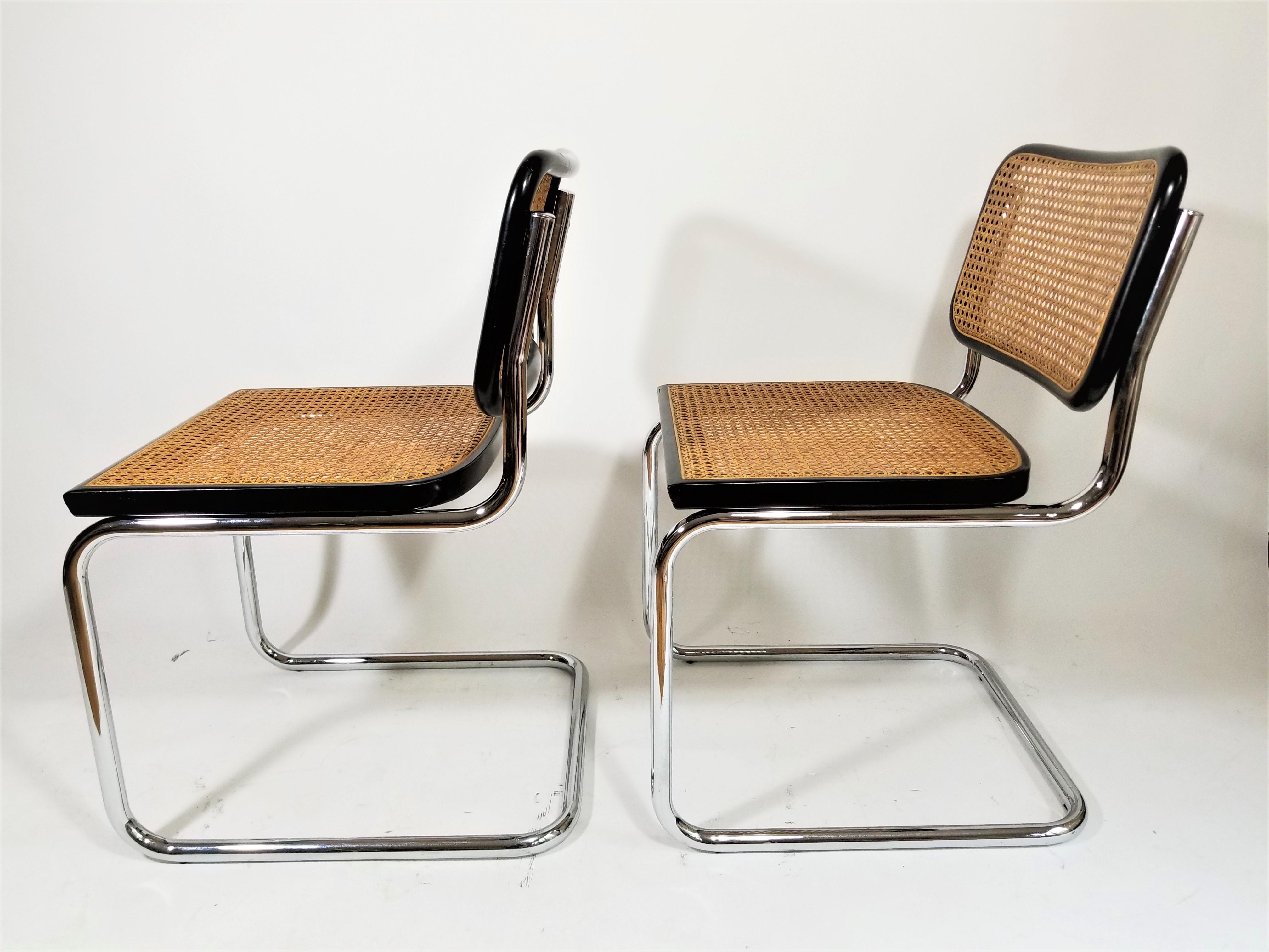 Marcel Breuer Cesca Black Pair of Side Chairs Midcentury 3