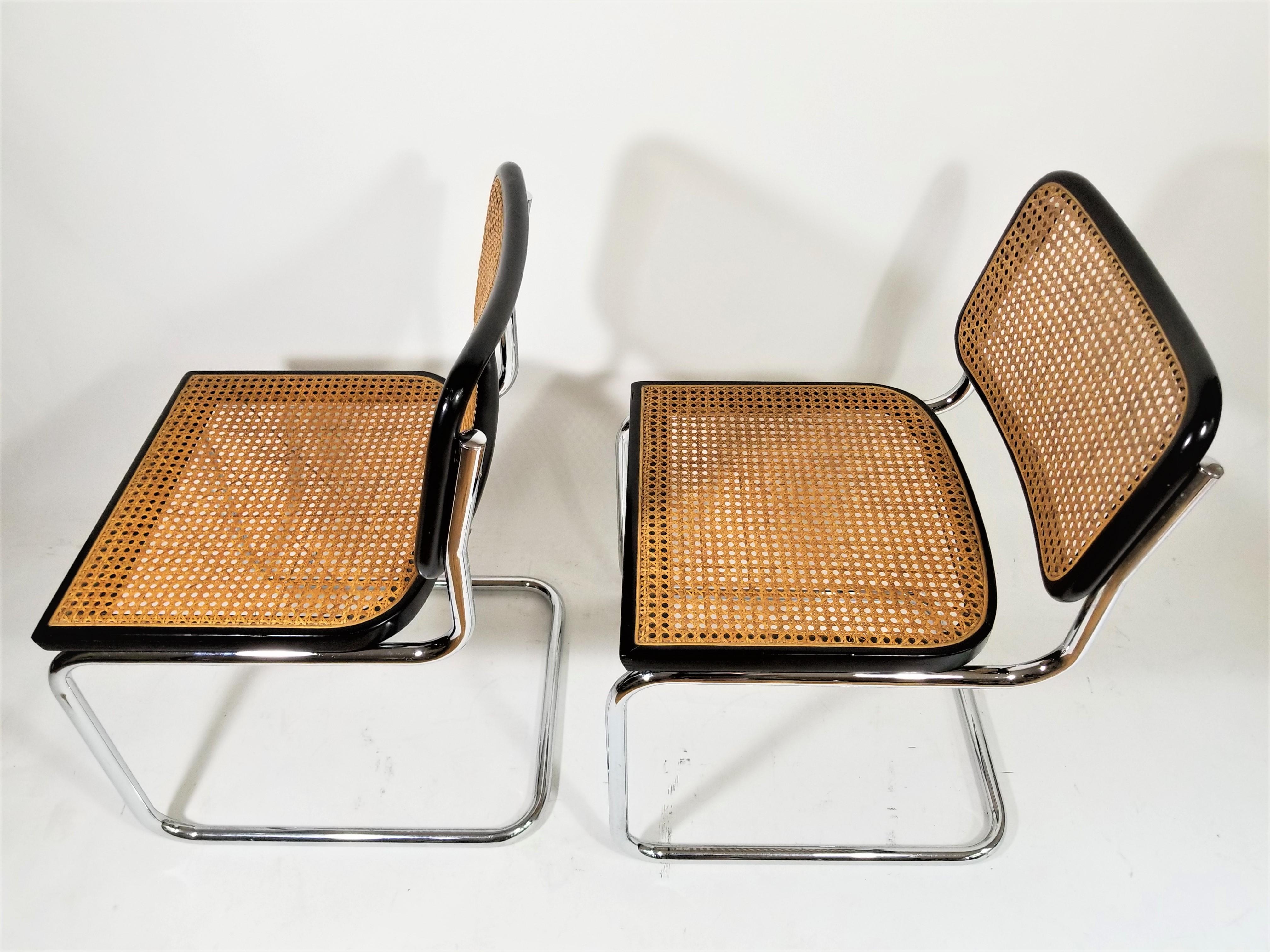 Marcel Breuer Cesca Black SET of 4 Side Chairs Midcentury 4