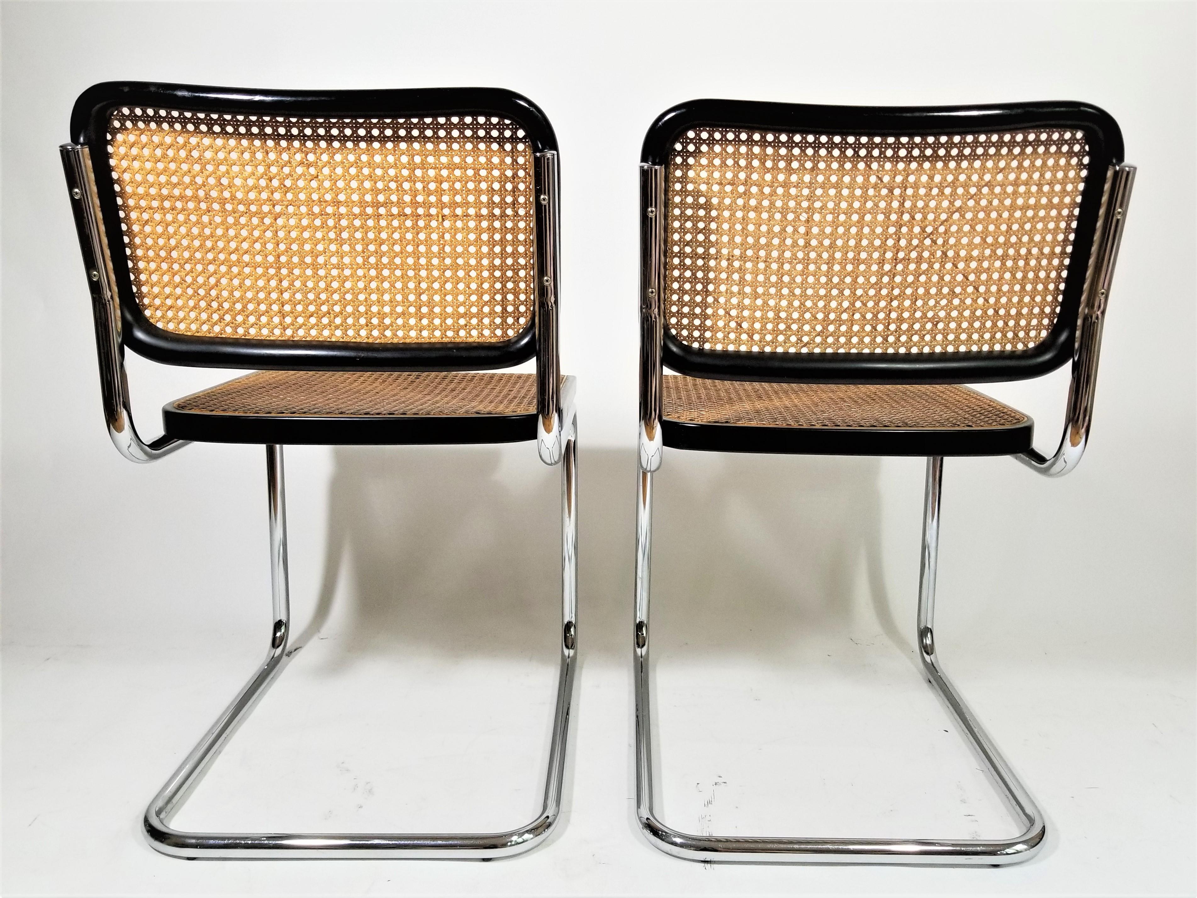 Marcel Breuer Cesca Black Pair of Side Chairs Midcentury 5