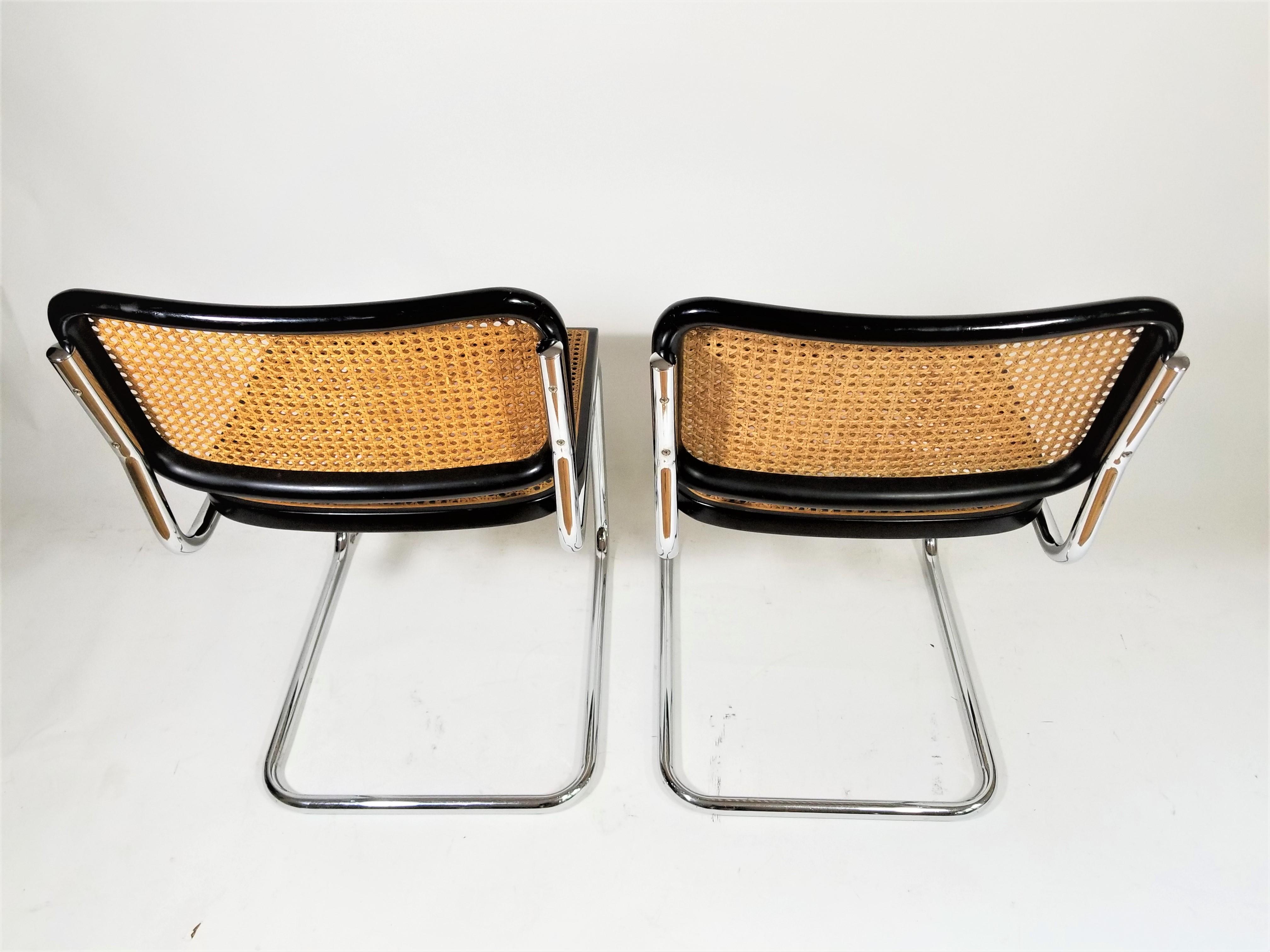 Marcel Breuer Cesca Black Pair of Side Chairs Midcentury 6