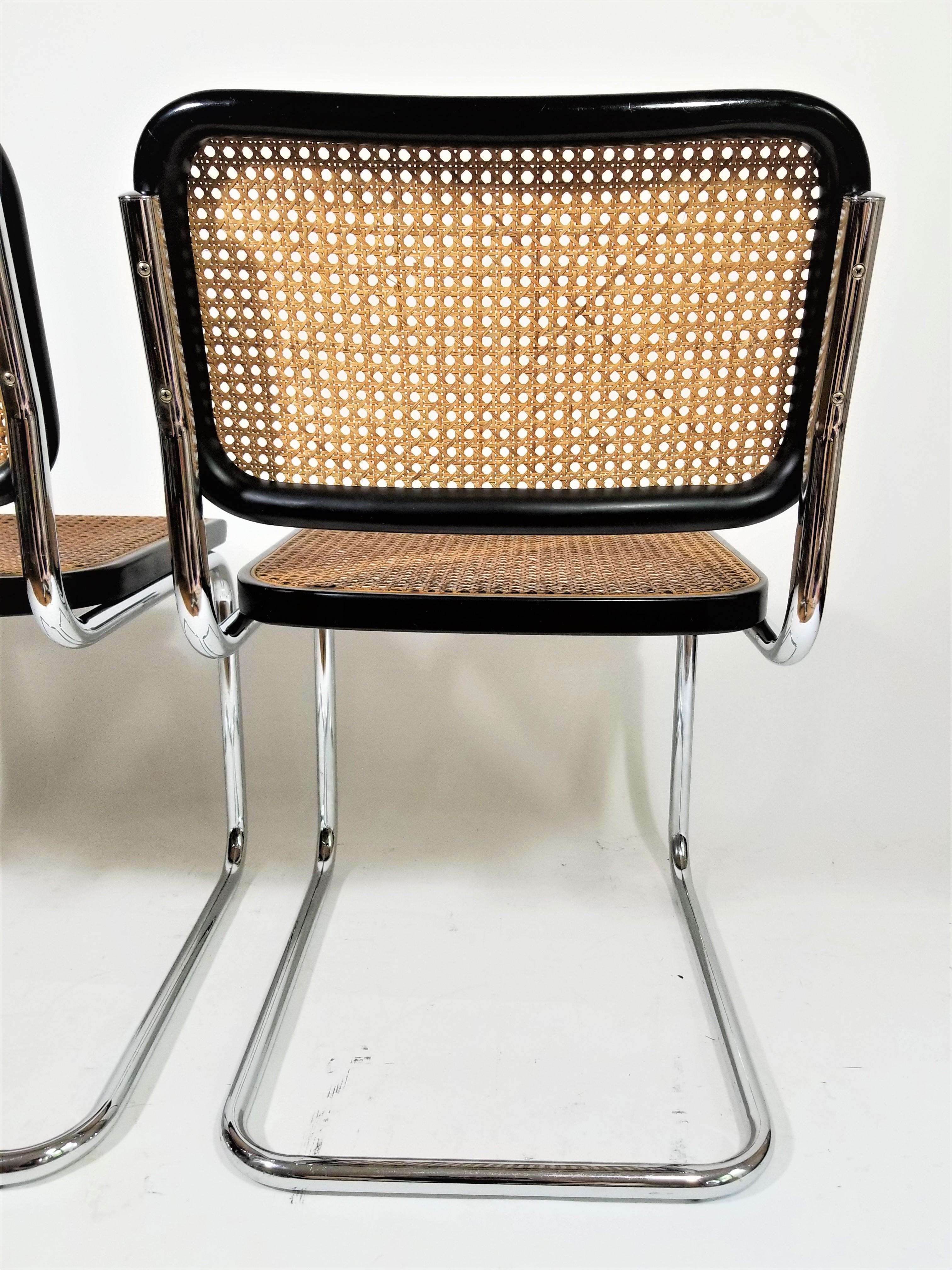 Marcel Breuer Cesca Black SET of 4 Side Chairs Midcentury 7