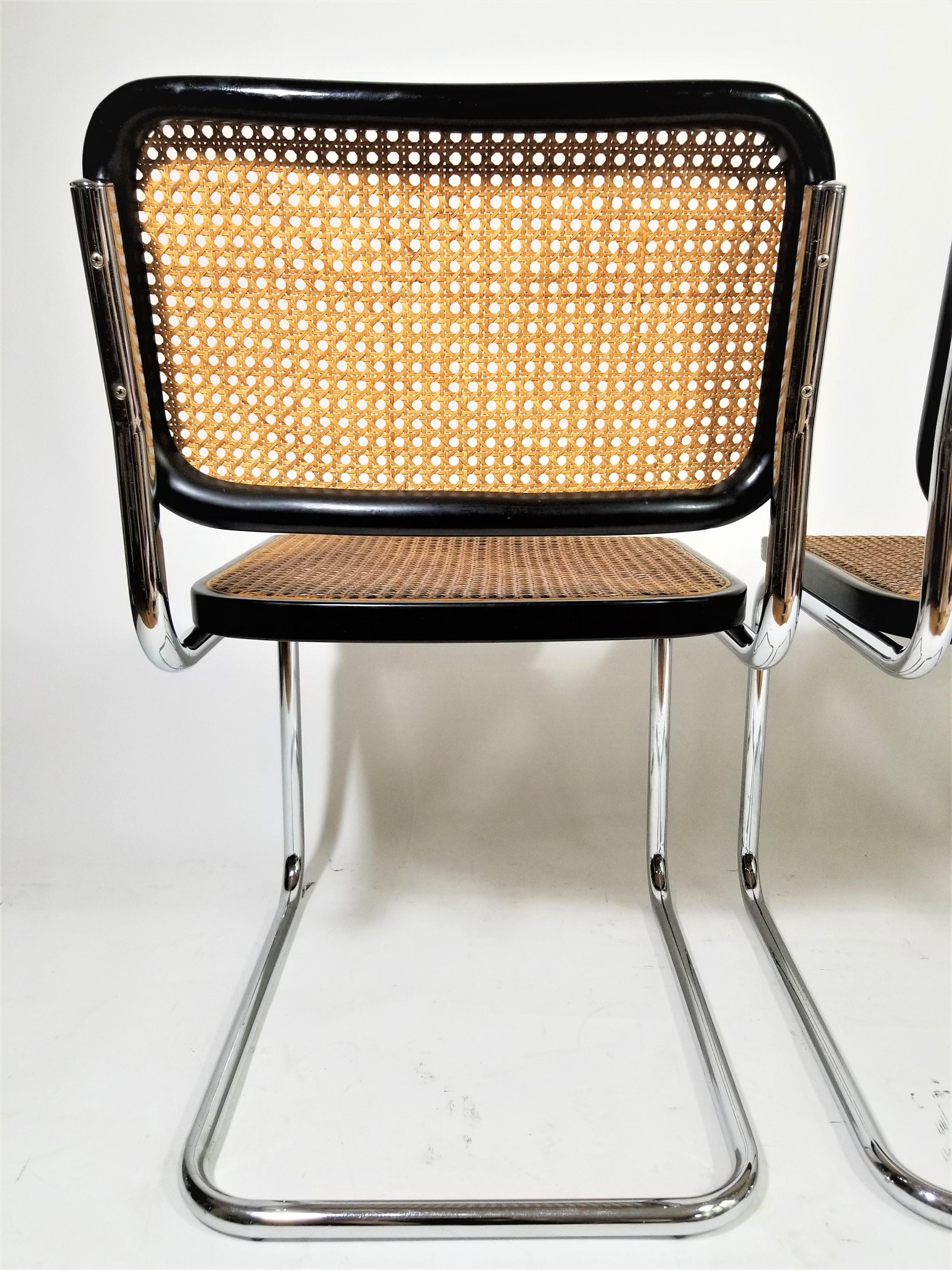 Marcel Breuer Cesca Black SET of 4 Side Chairs Midcentury 8