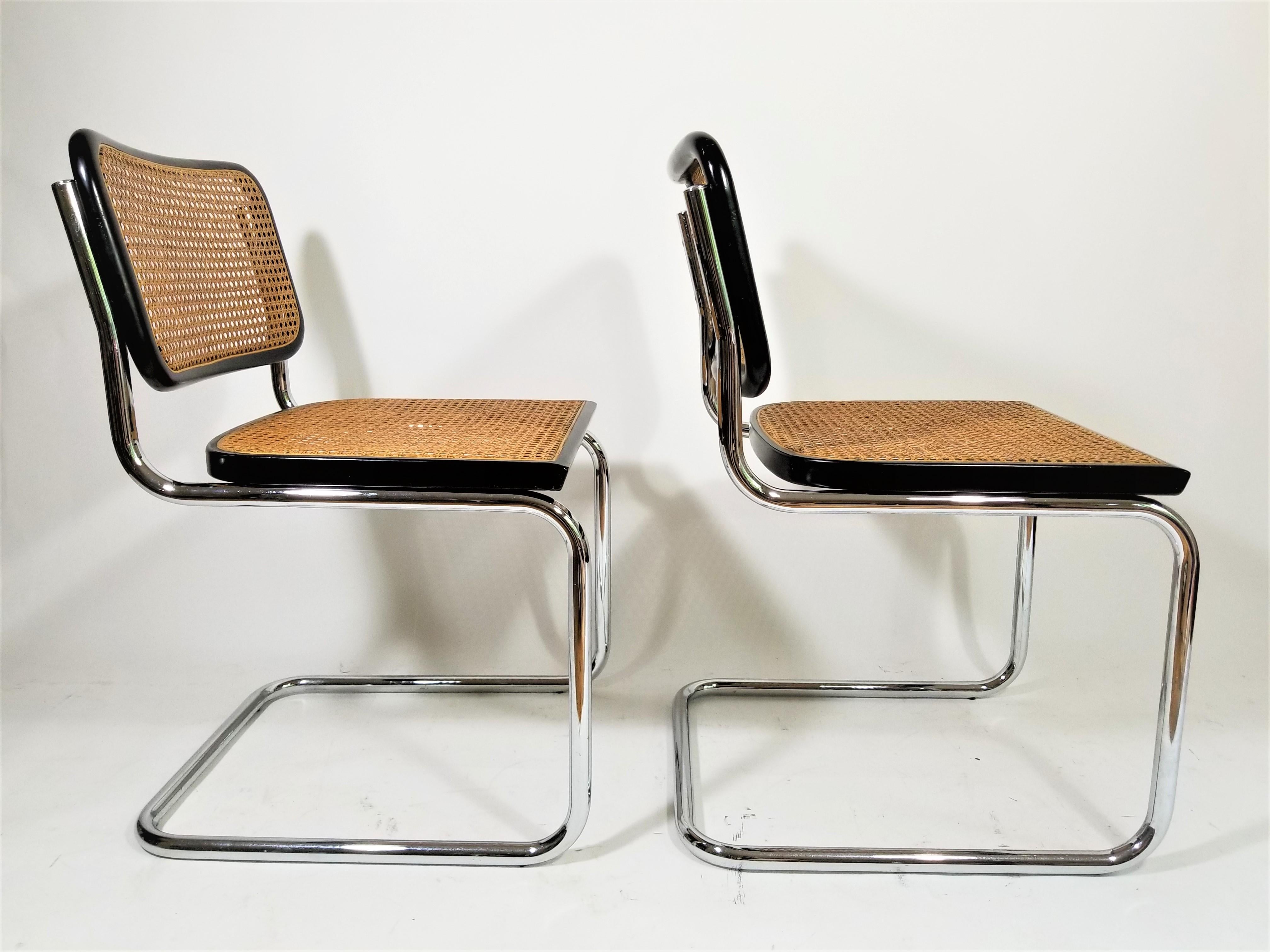 Marcel Breuer Cesca Black Pair of Side Chairs Midcentury 9