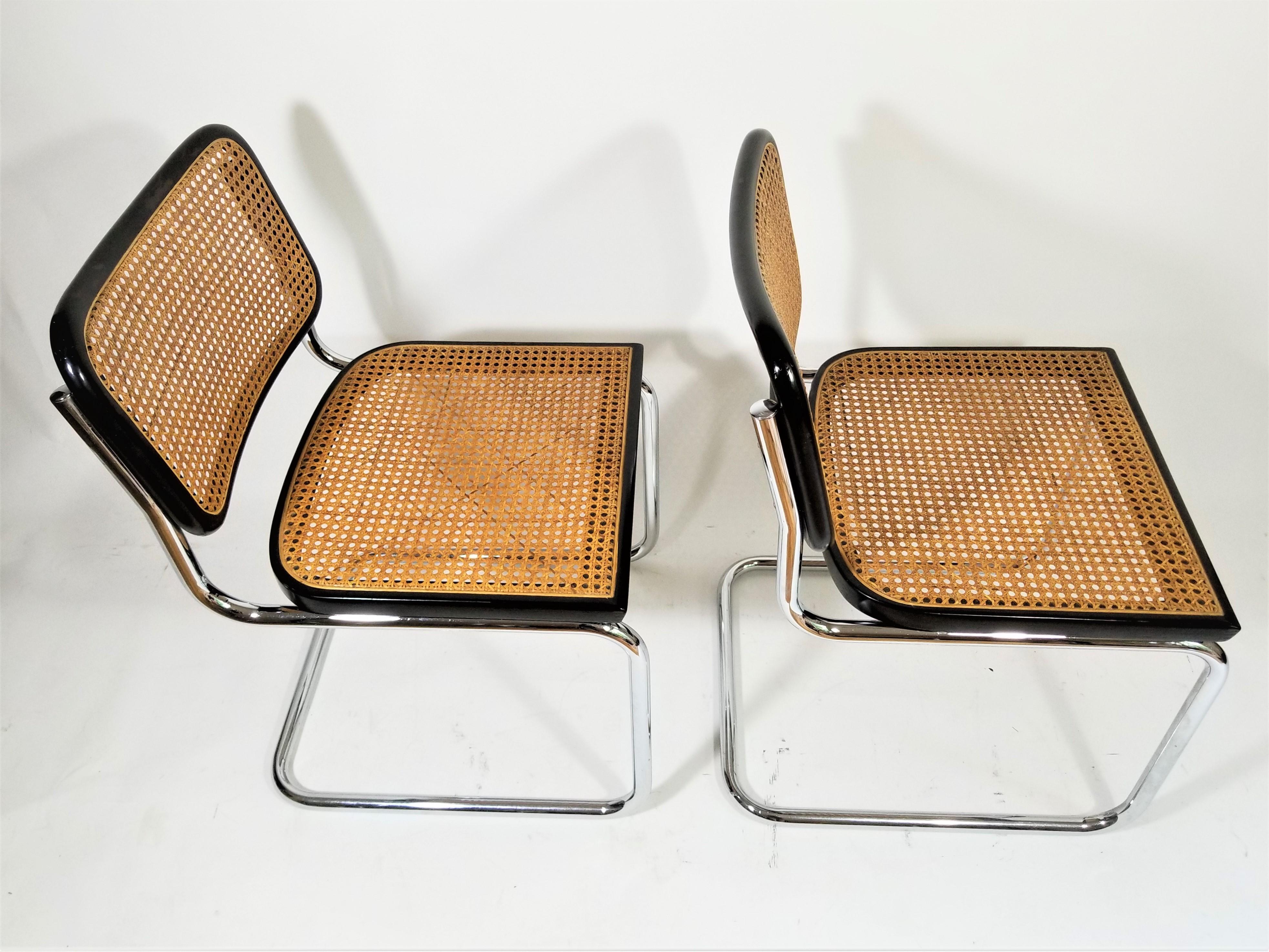 Marcel Breuer Cesca Black SET of 4 Side Chairs Midcentury 10
