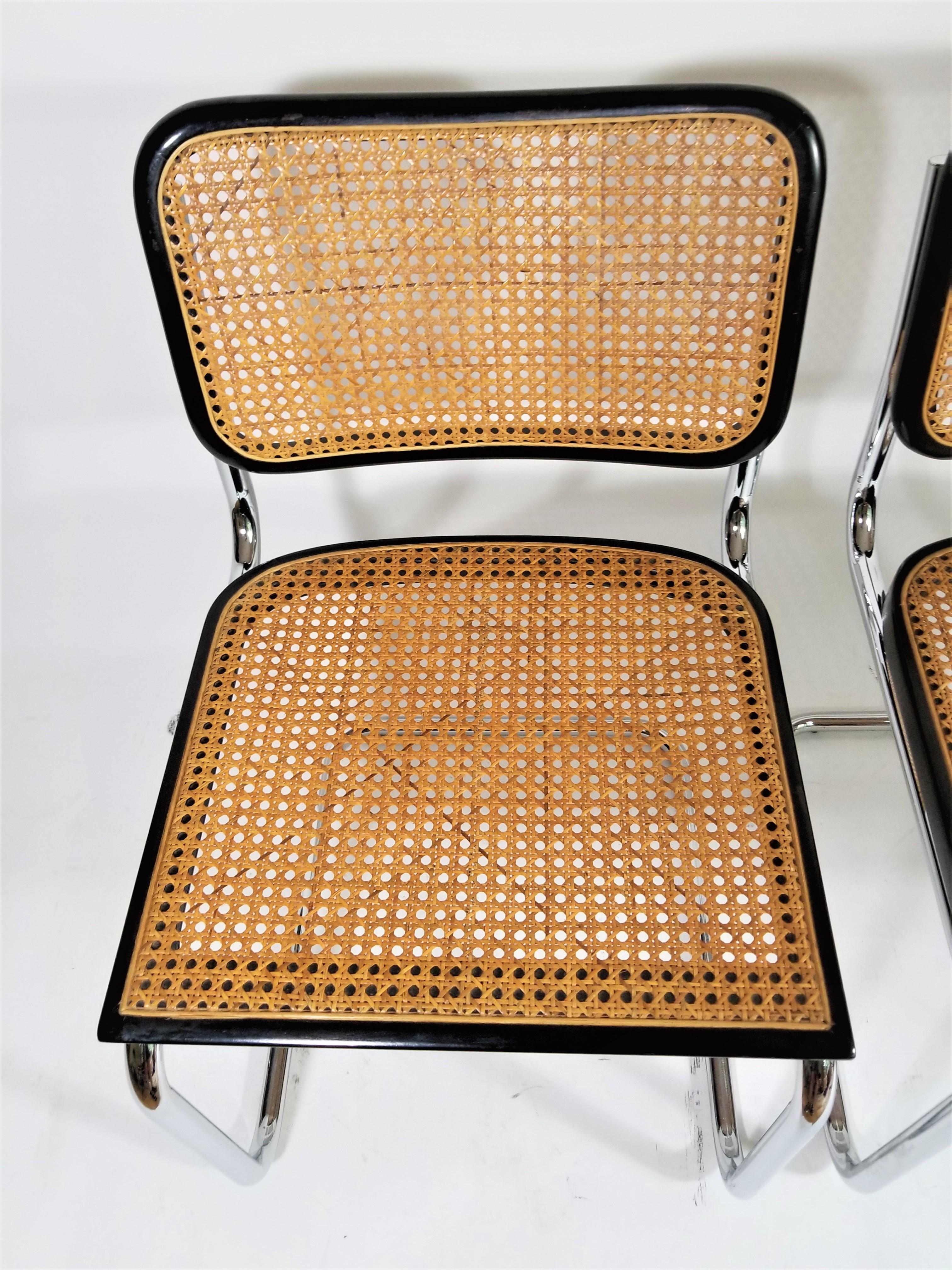 Cane Marcel Breuer Cesca Black SET of 4 Side Chairs Midcentury