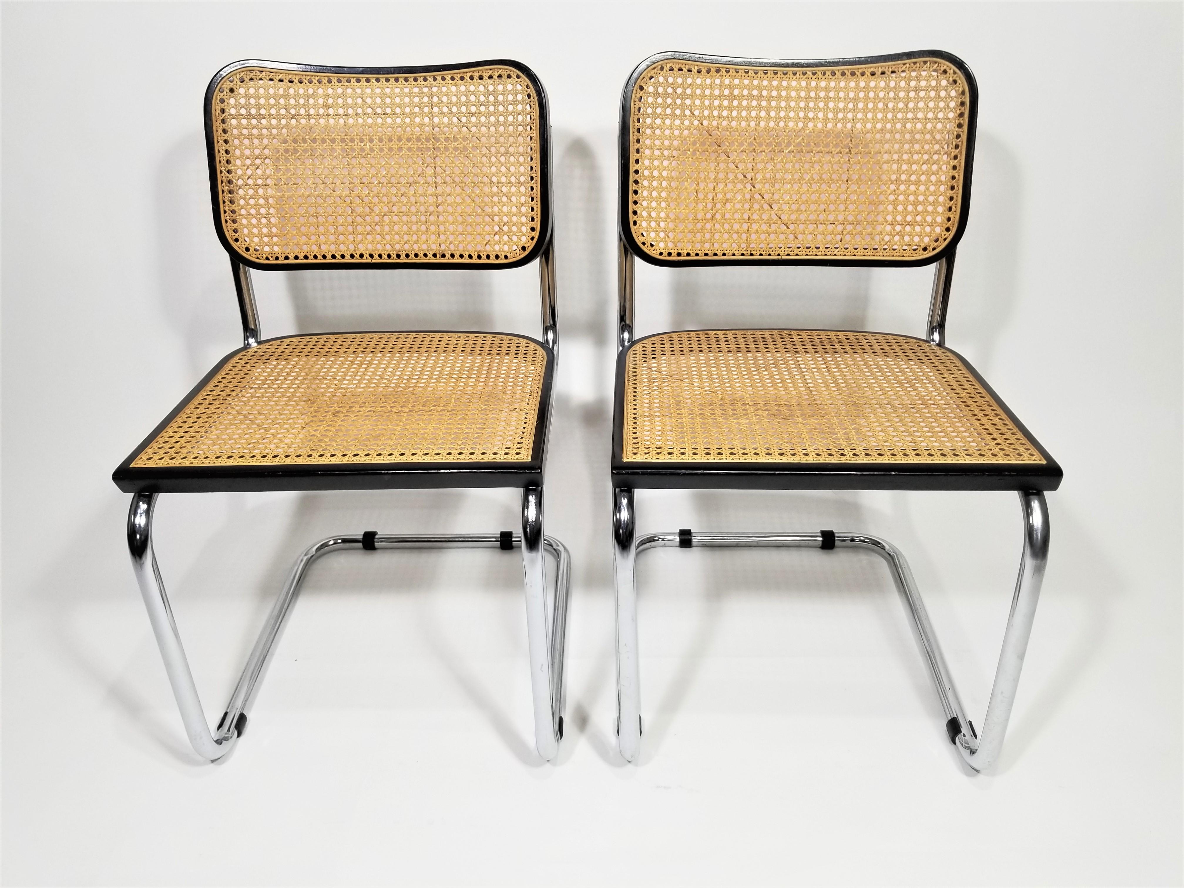 Marcel Breuer Cesca Black Side Chairs 1960s Mid Century 5