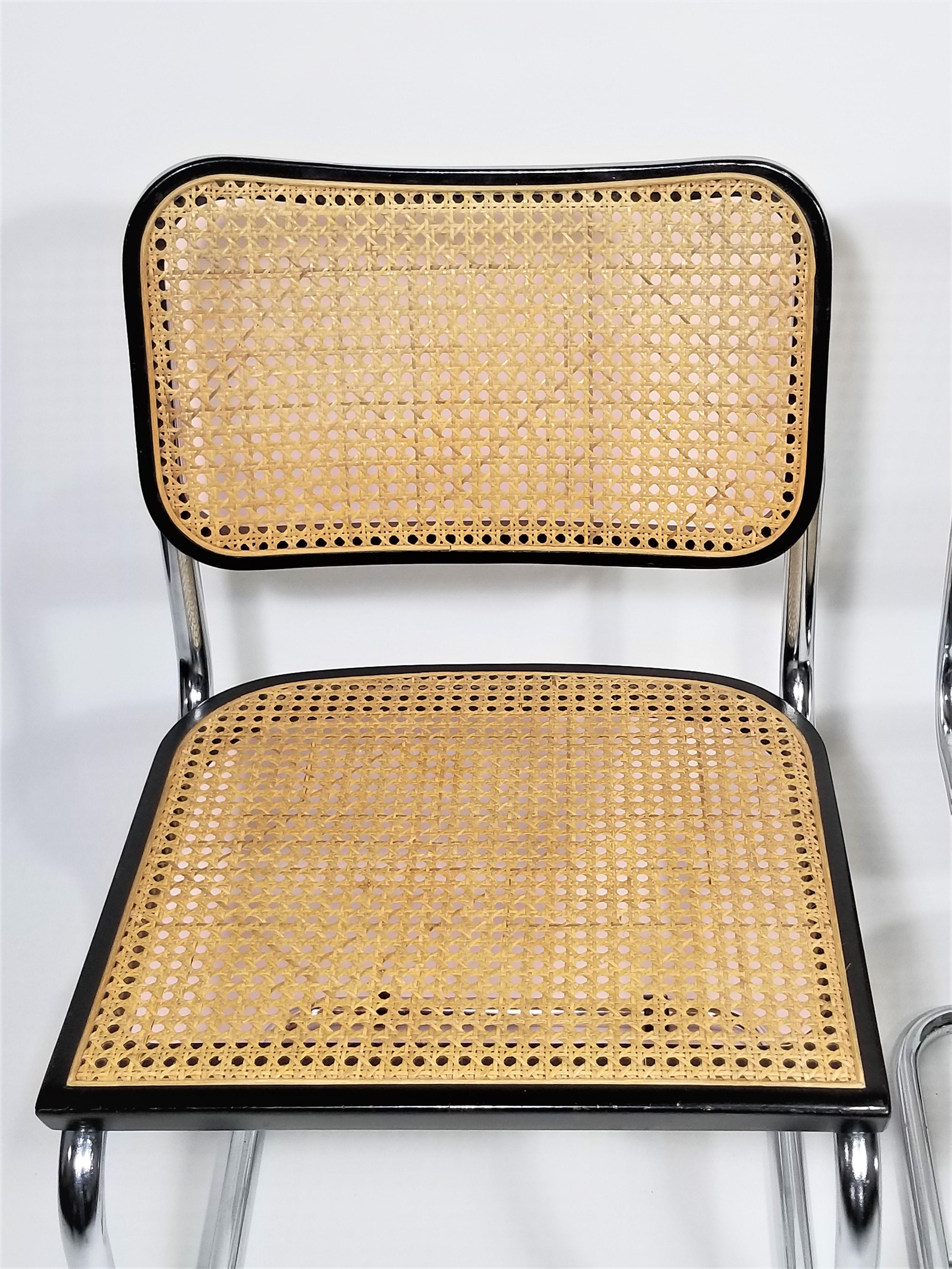 Marcel Breuer Cesca Black Side Chairs 1960s Mid Century 6