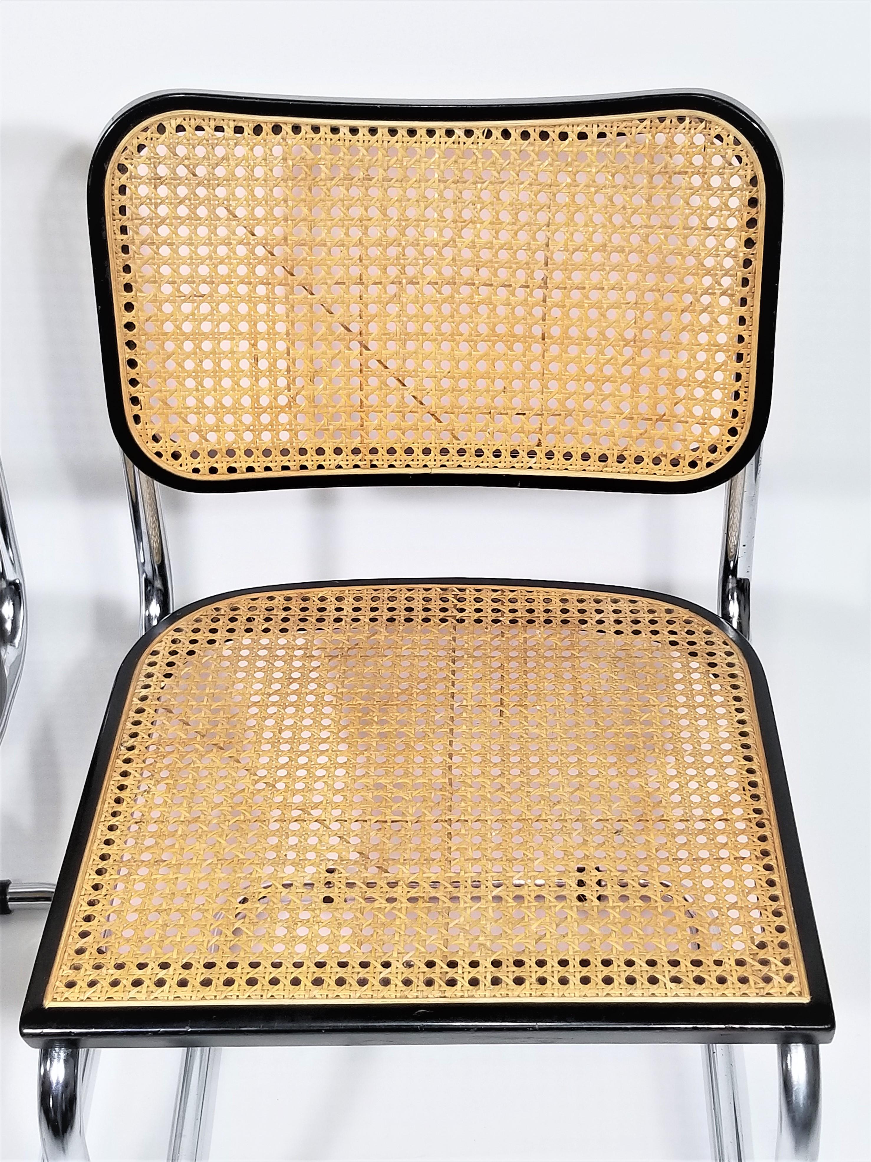 Marcel Breuer Cesca Black Side Chairs 1960s Mid Century 7