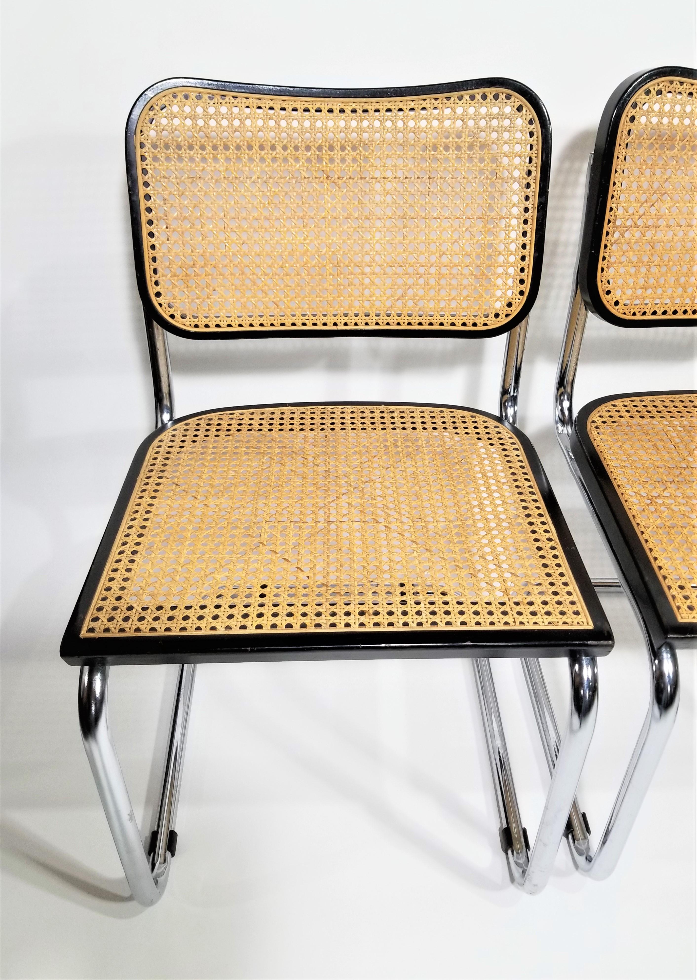 Mid-Century Modern Marcel Breuer Cesca Black Side Chairs 1960s Mid Century