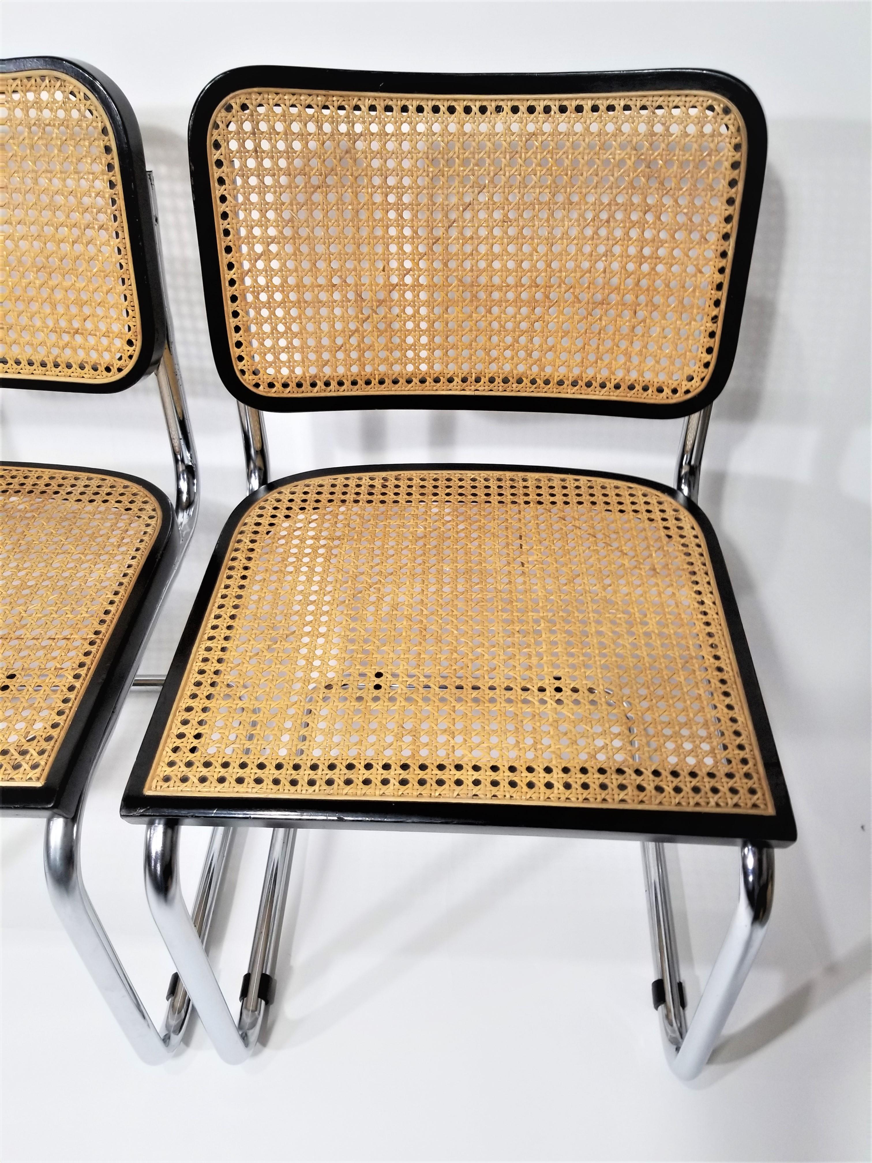 20th Century Marcel Breuer Cesca Black Side Chairs 1960s Mid Century