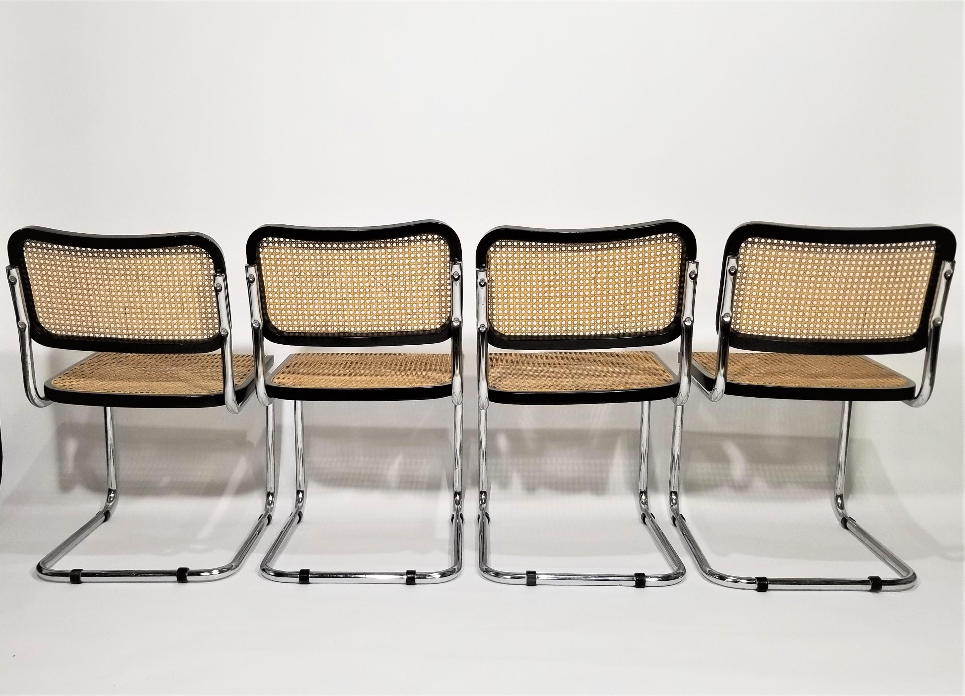 Marcel Breuer Cesca Black Side Chairs 1960s Mid Century 1
