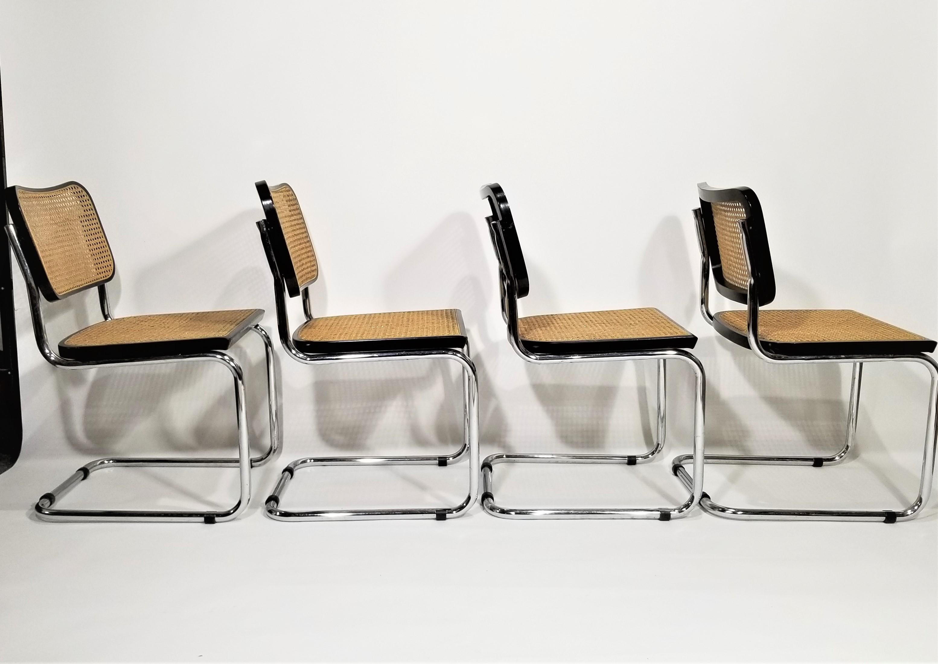 Marcel Breuer Cesca Black Side Chairs 1960s Mid Century 2