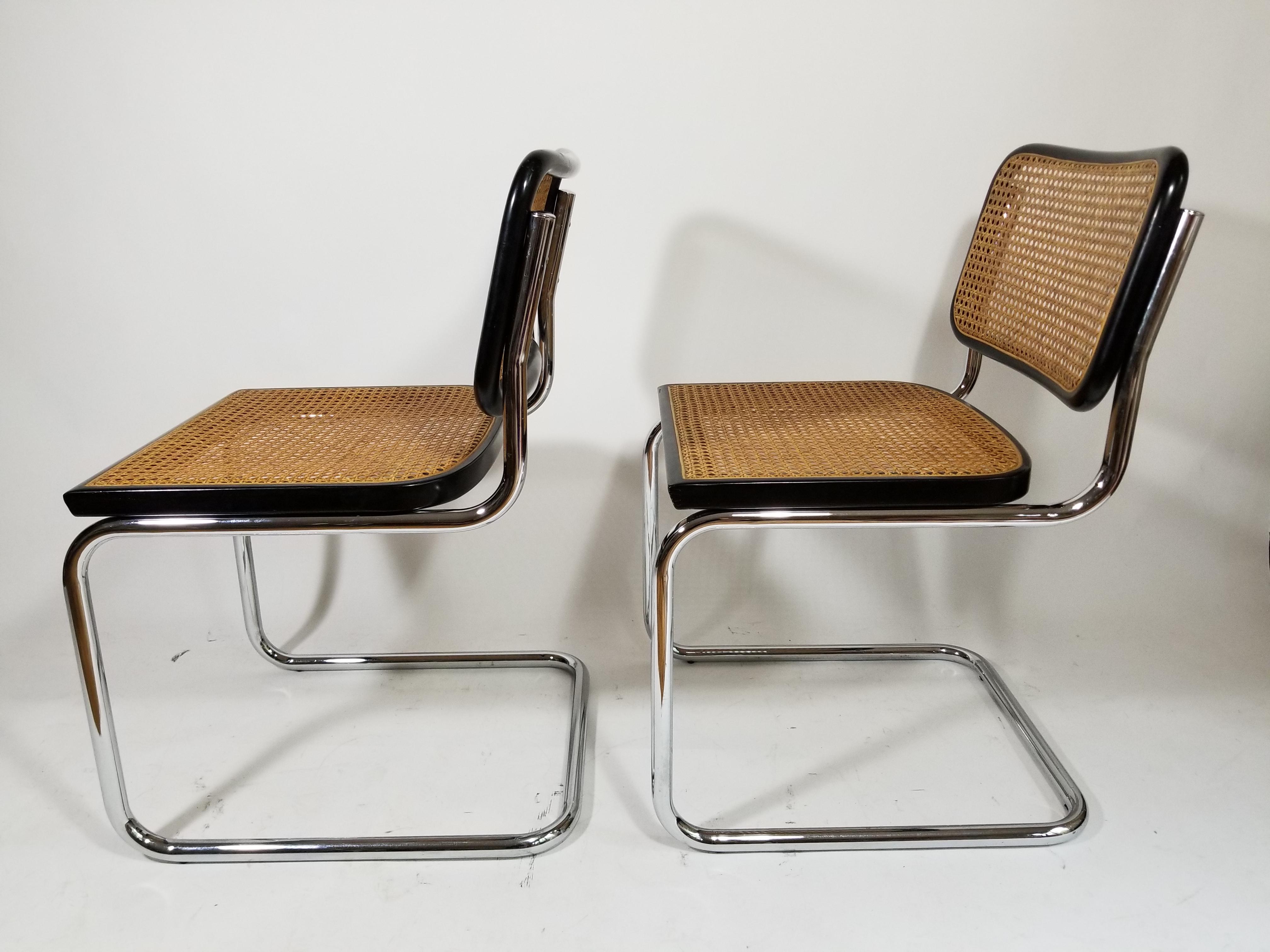 Marcel Breuer Cesca Black Side Chairs Midcentury 3