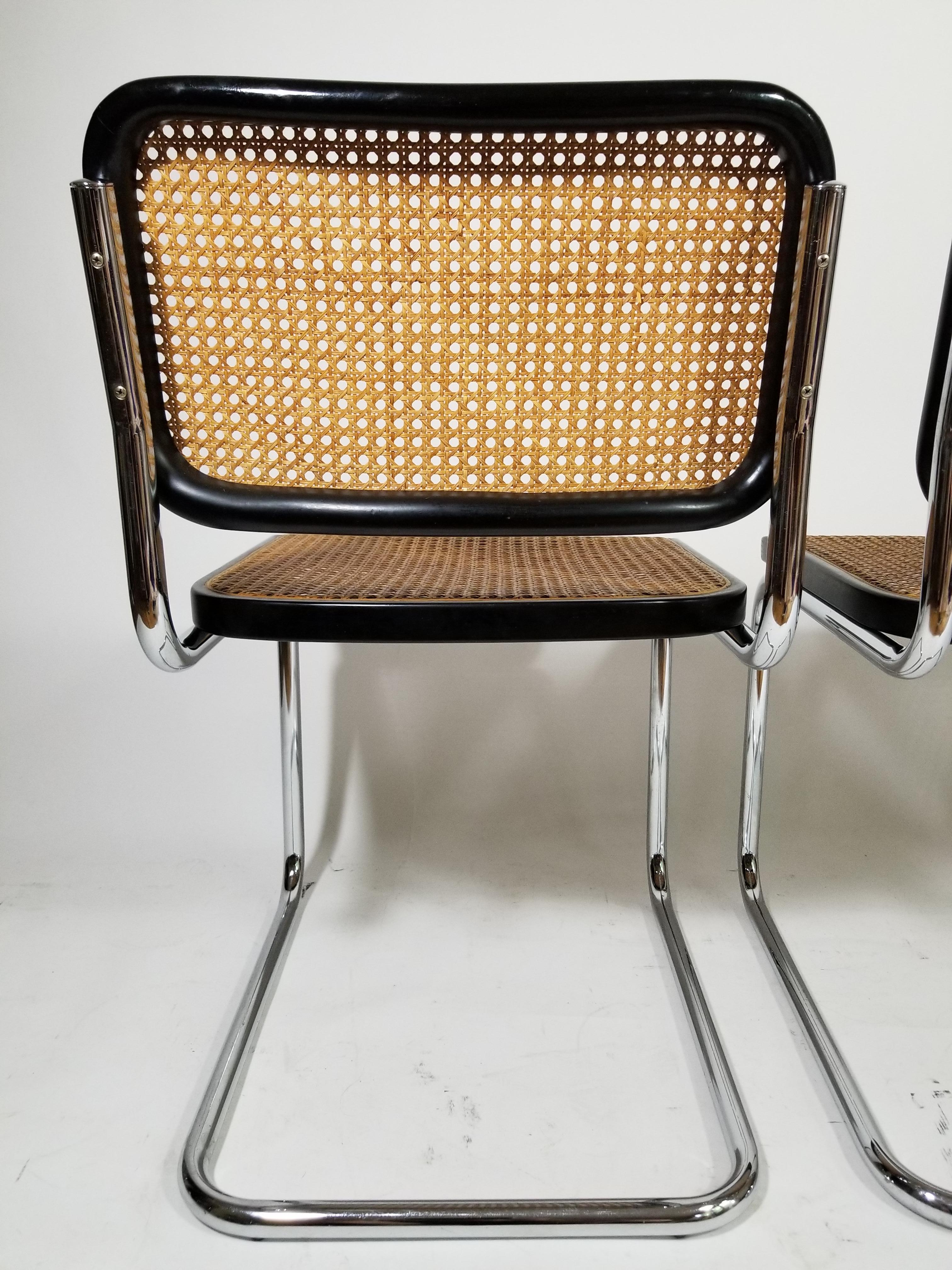 Marcel Breuer Cesca Black Side Chairs Midcentury 8
