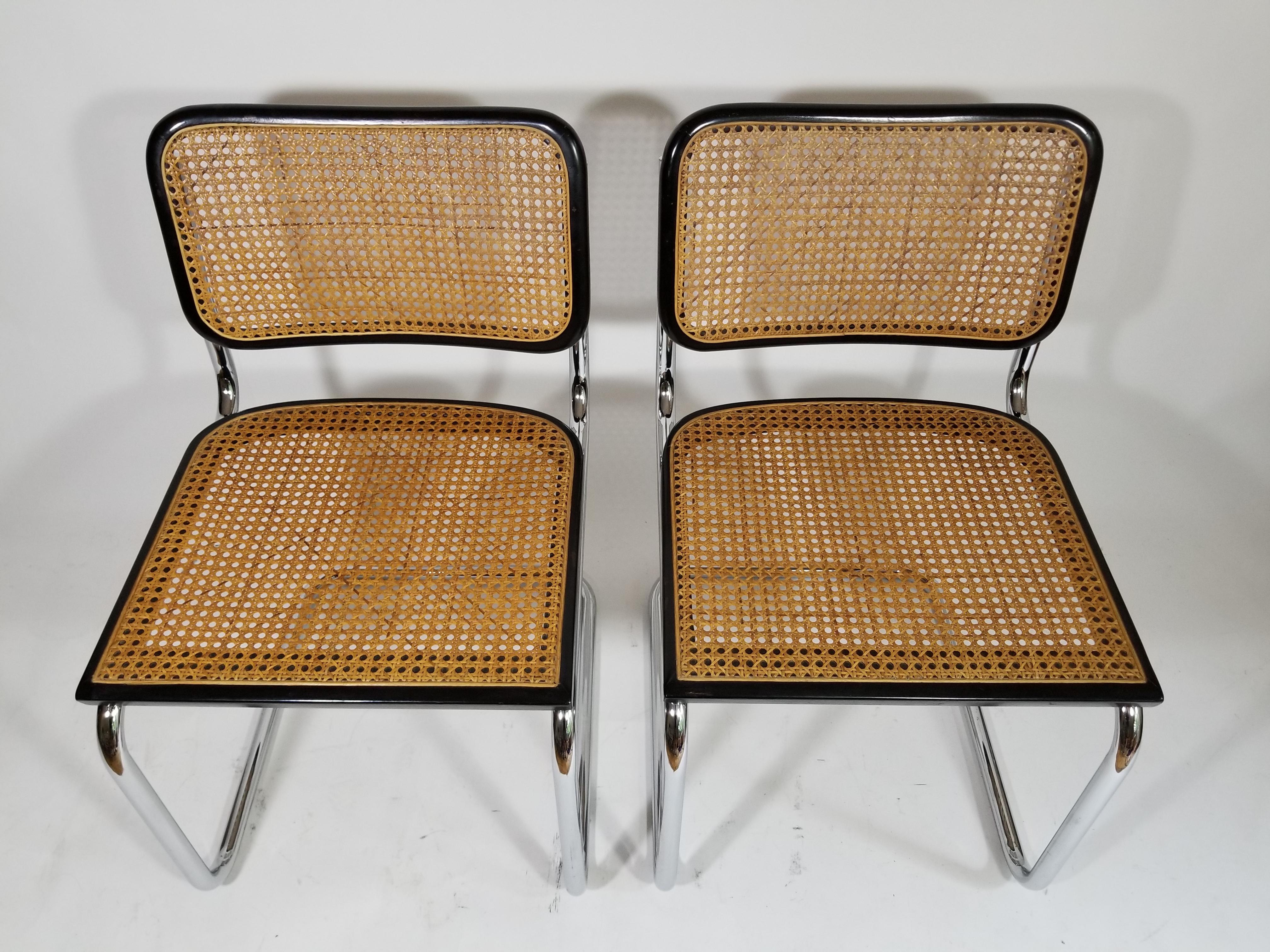 Mid-Century Modern Marcel Breuer Cesca Black Side Chairs Midcentury