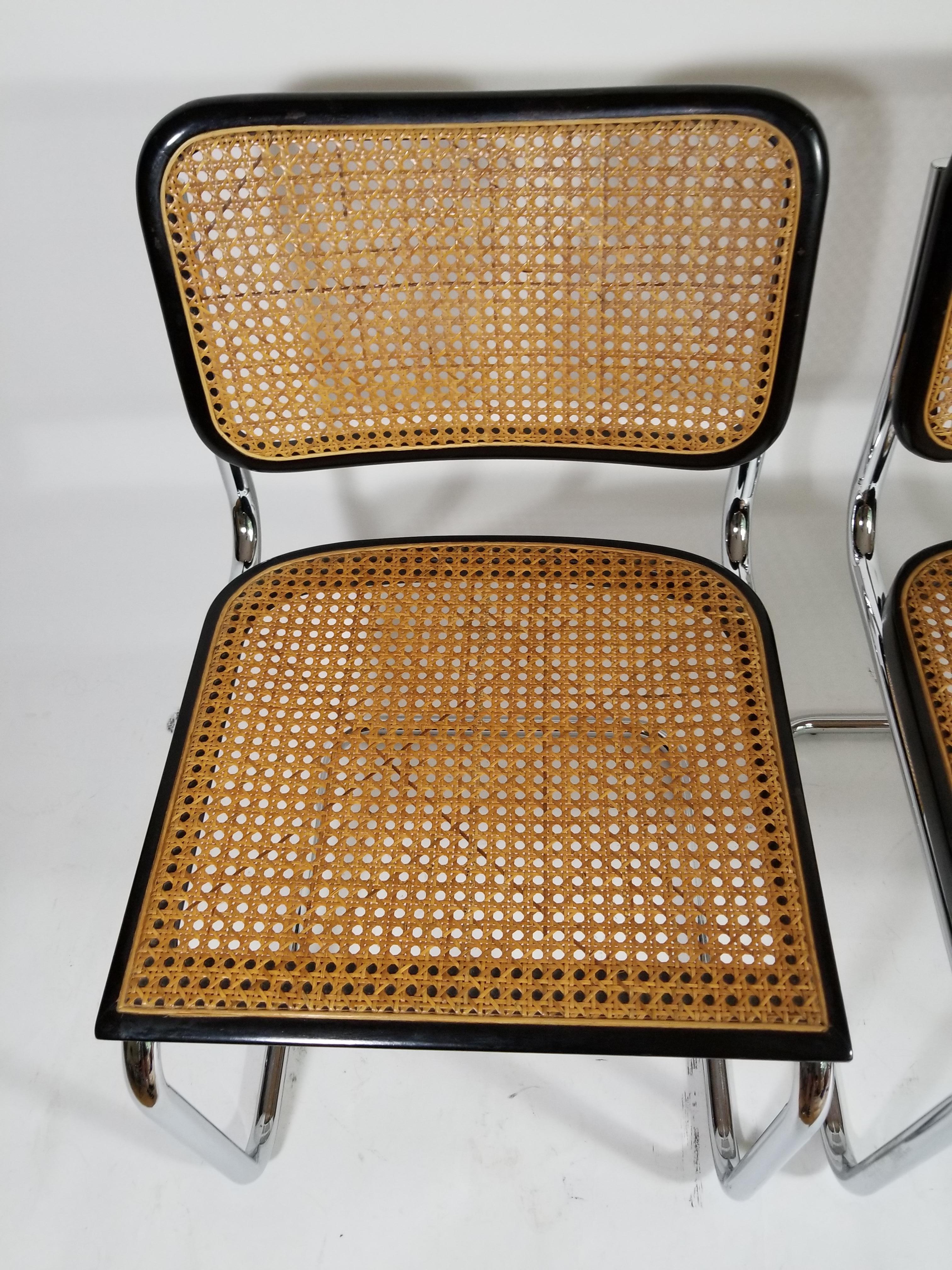 Cane Marcel Breuer Cesca Black Side Chairs Midcentury